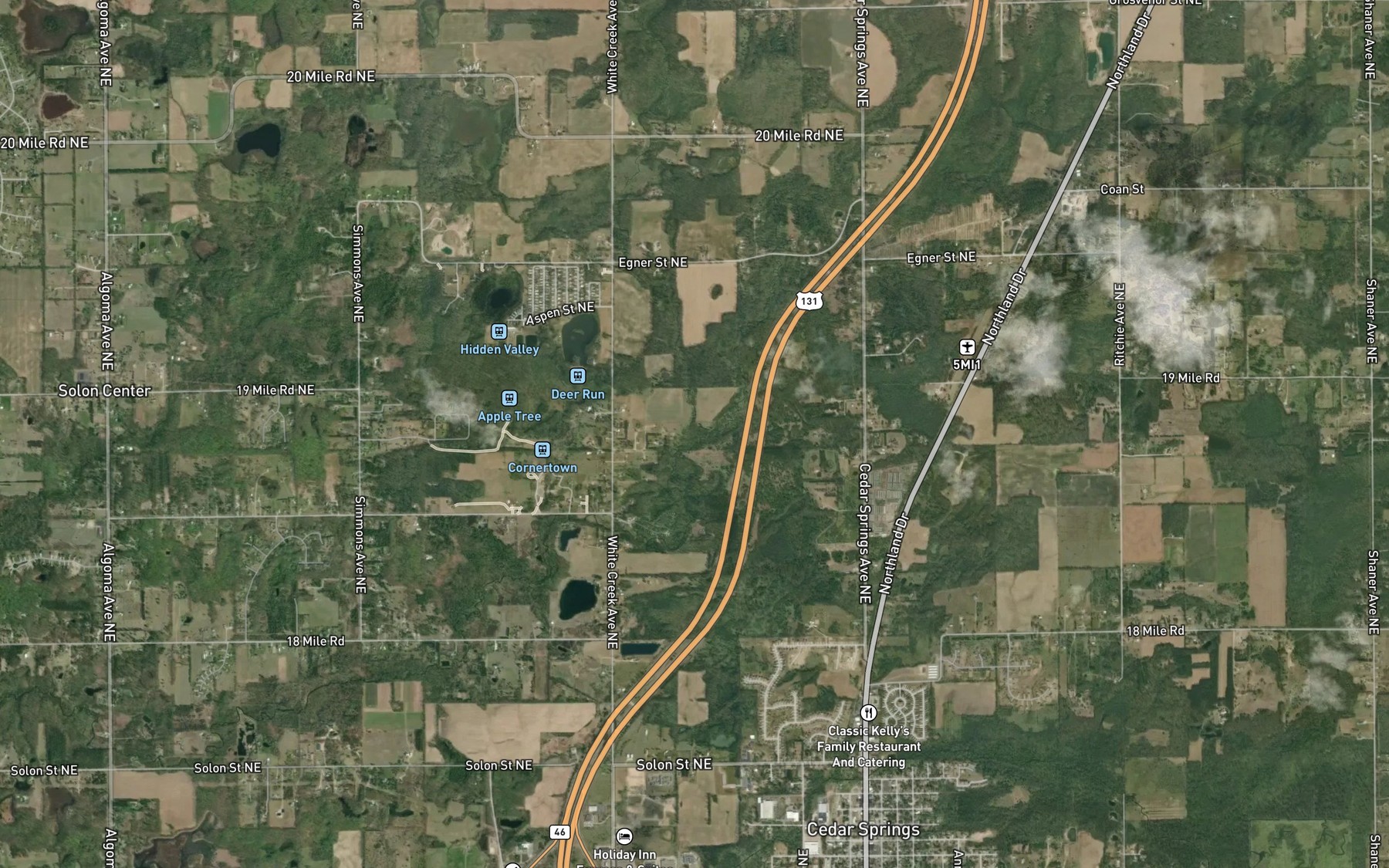 Satellite map of the White Creek