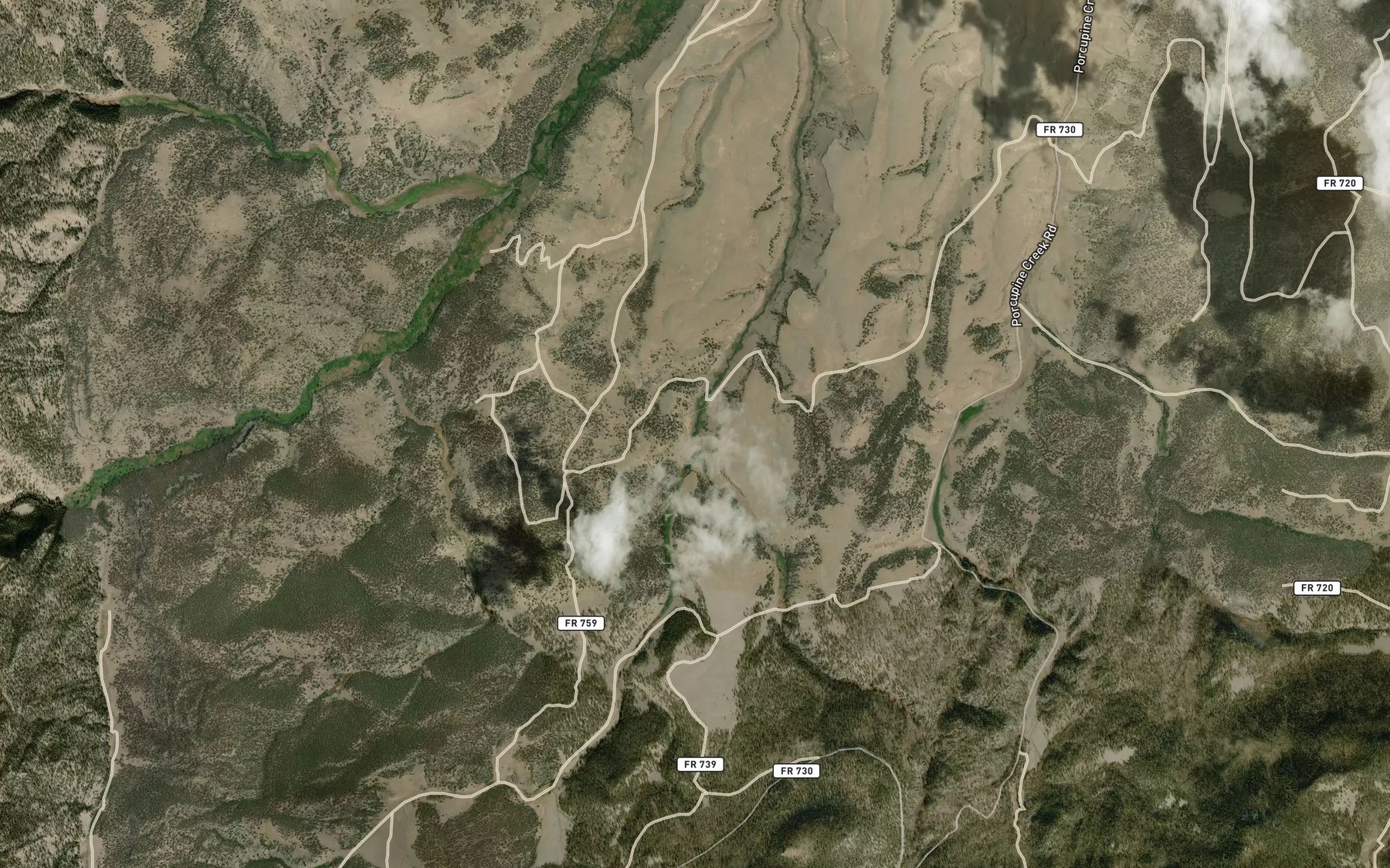 Satellite map of the West Park Creek