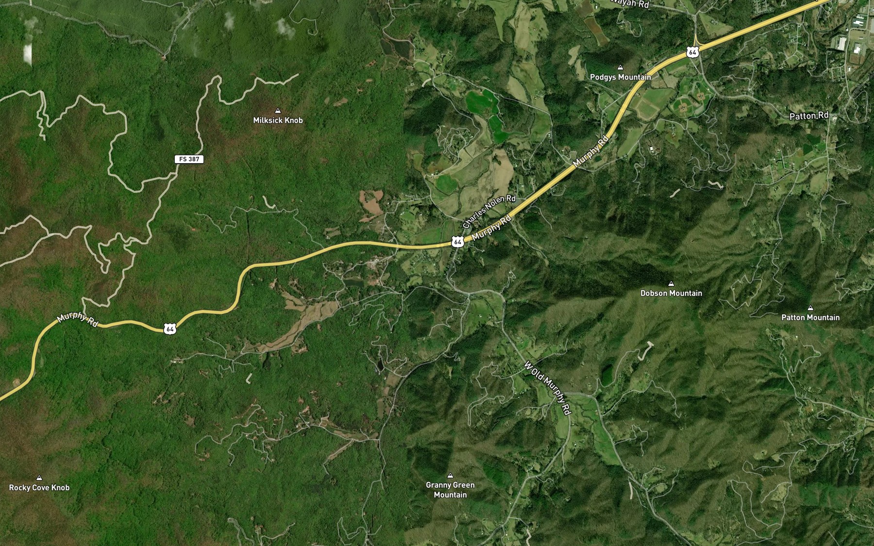 Satellite map of the Poplar Cove Creek