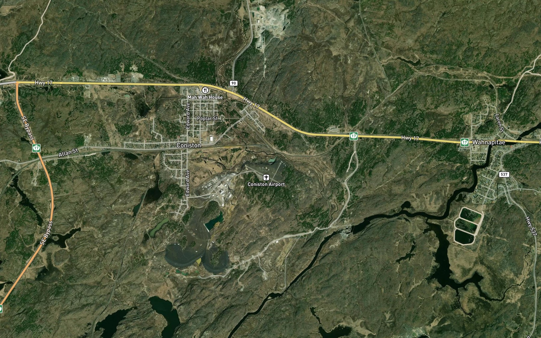 Satellite map of the Coniston Creek