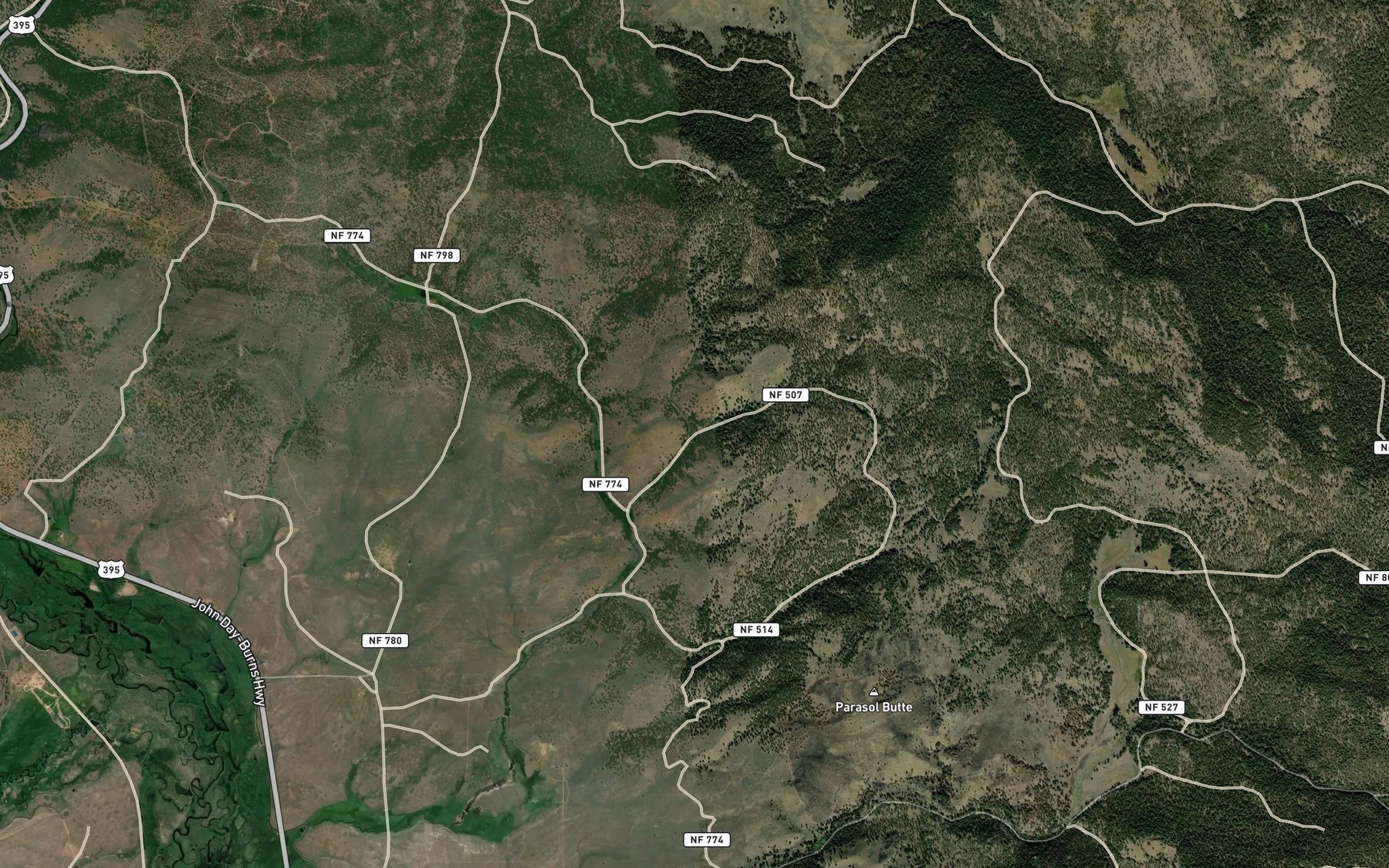 Satellite map of the S S Spring