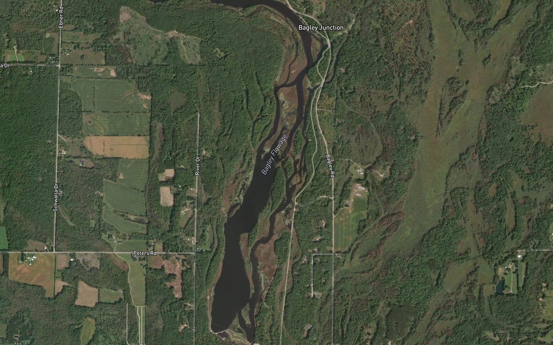 Satellite map of the Bagley Flowage 1061