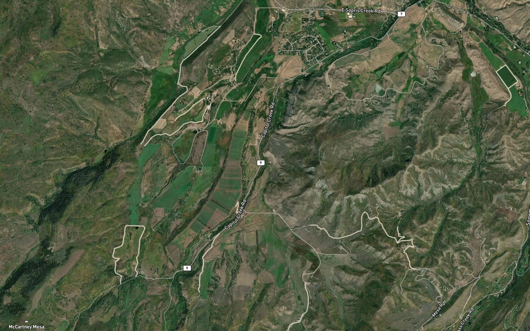 Satellite map of the Lime Creek