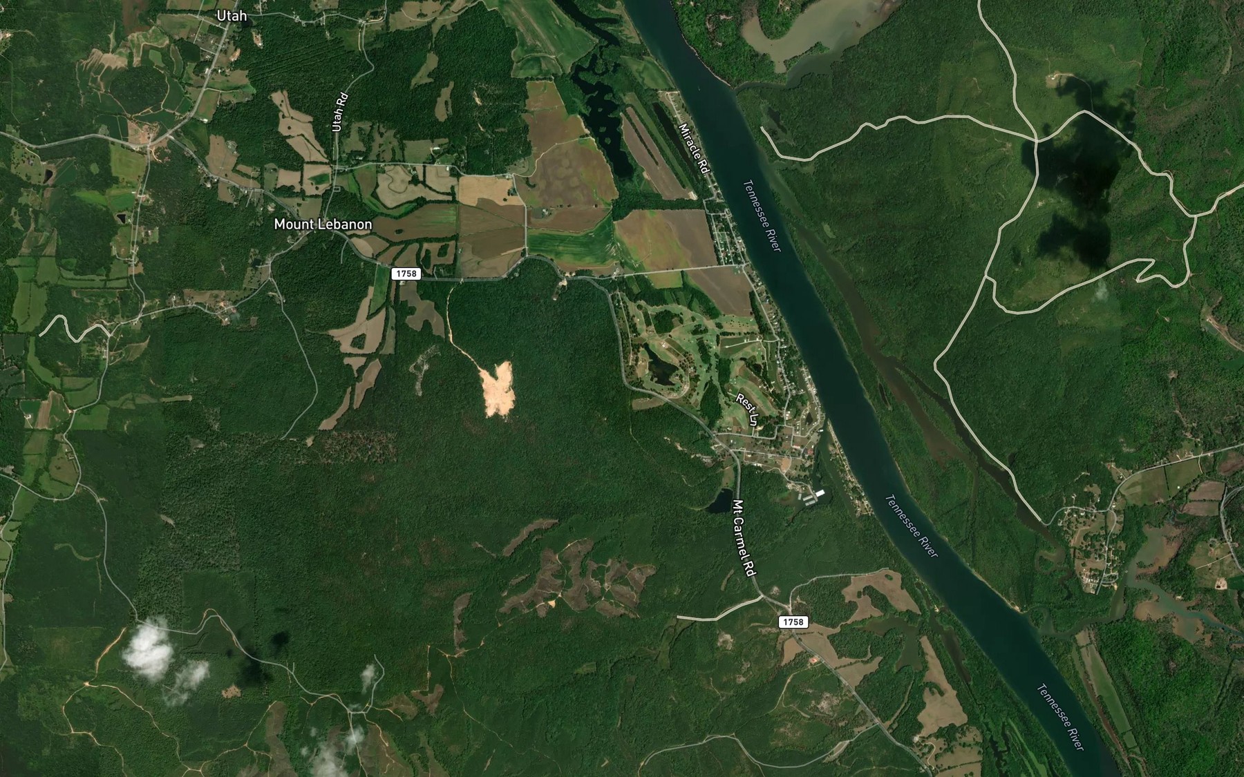 Satellite map of the Spout Spring