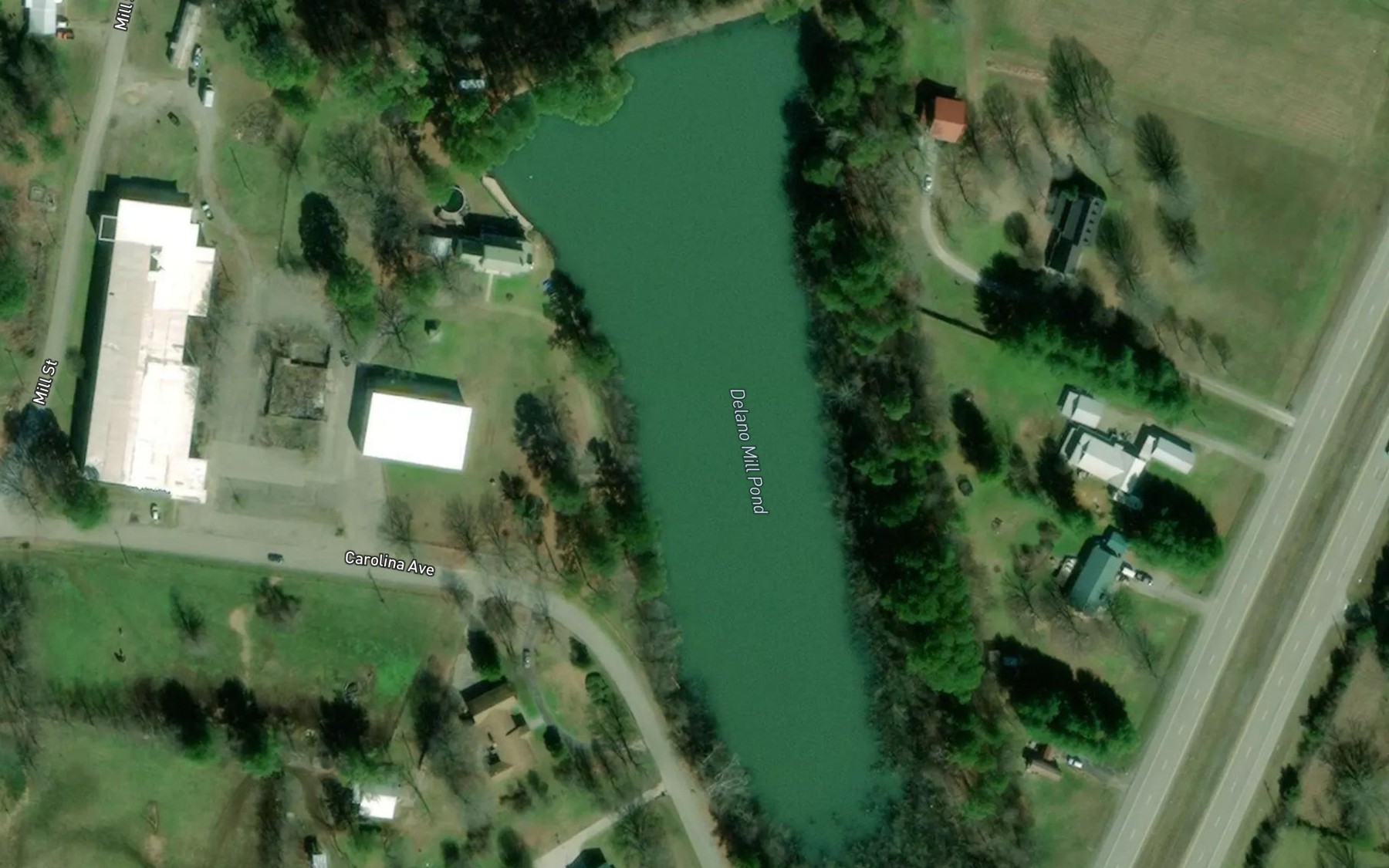 Satellite map of the Delano Mill Pond