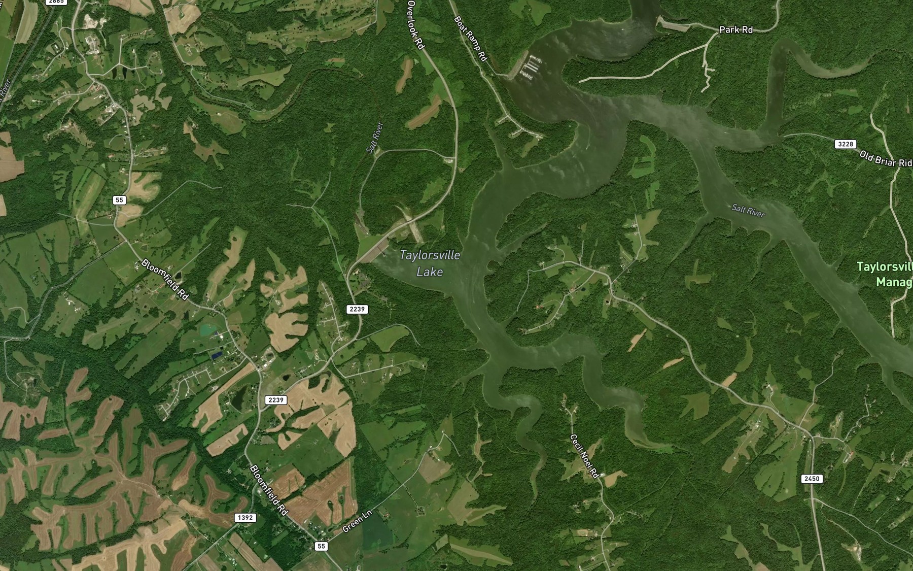 Satellite map of the Ashes Creek