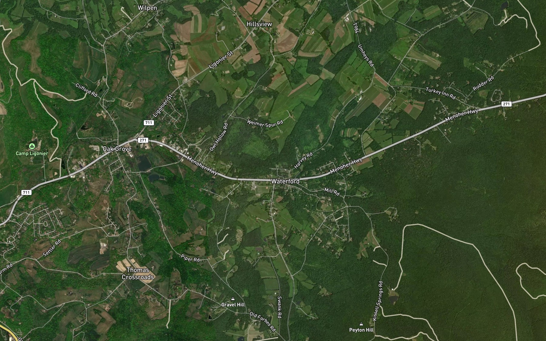 Satellite map of the Macks Run