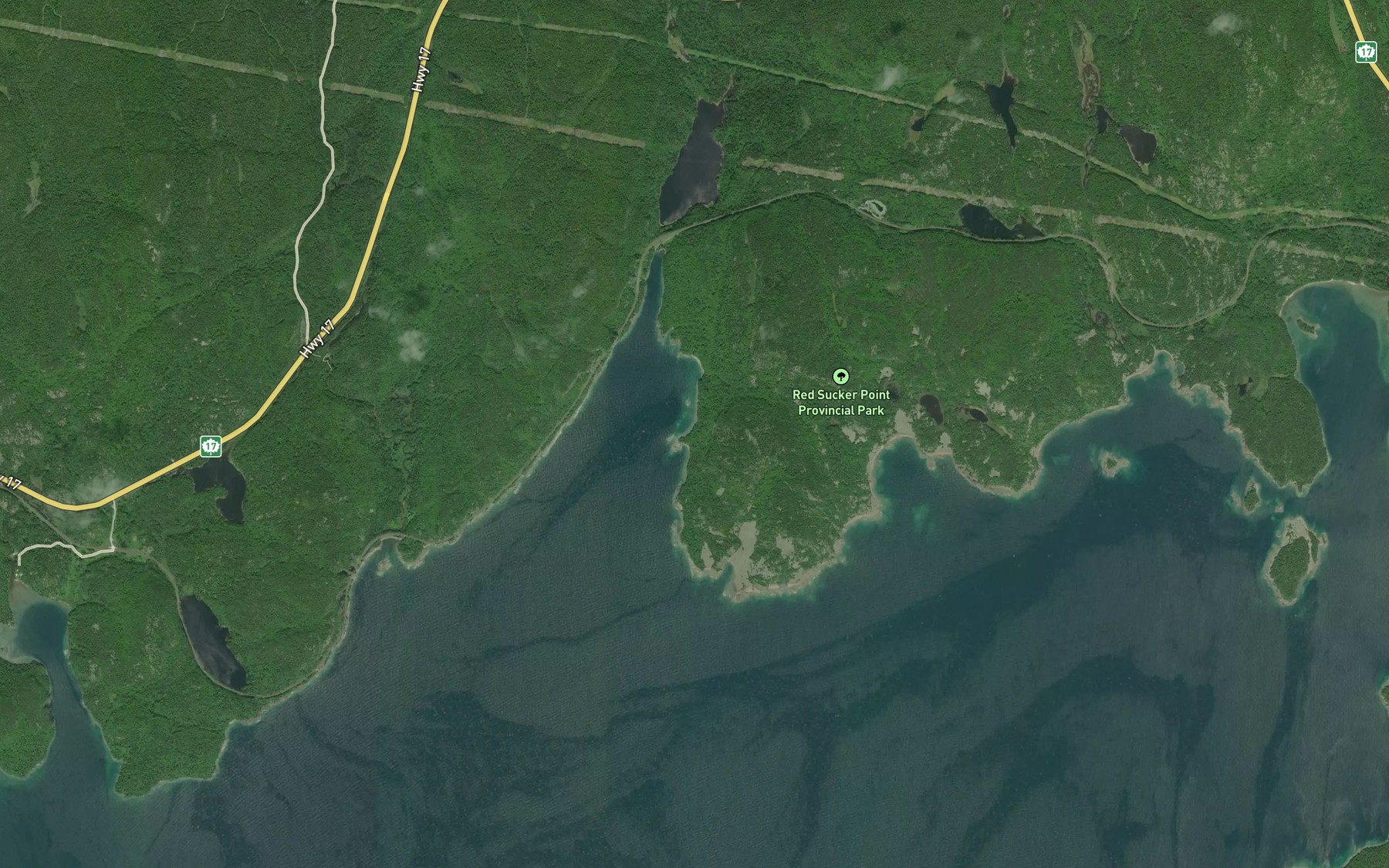 Satellite map of the Red Sucker Cove