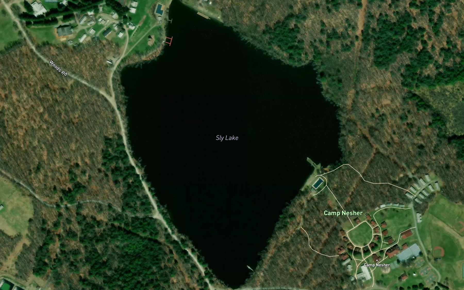 Satellite map of the Sly Lake
