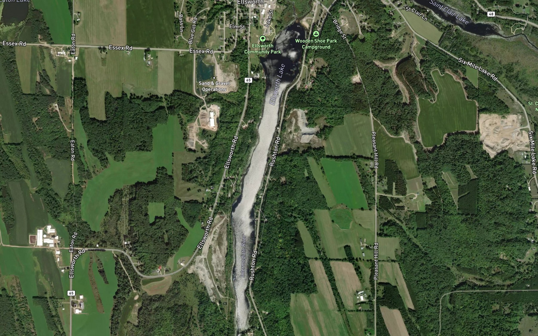 Satellite map of the Ellsworth Lake