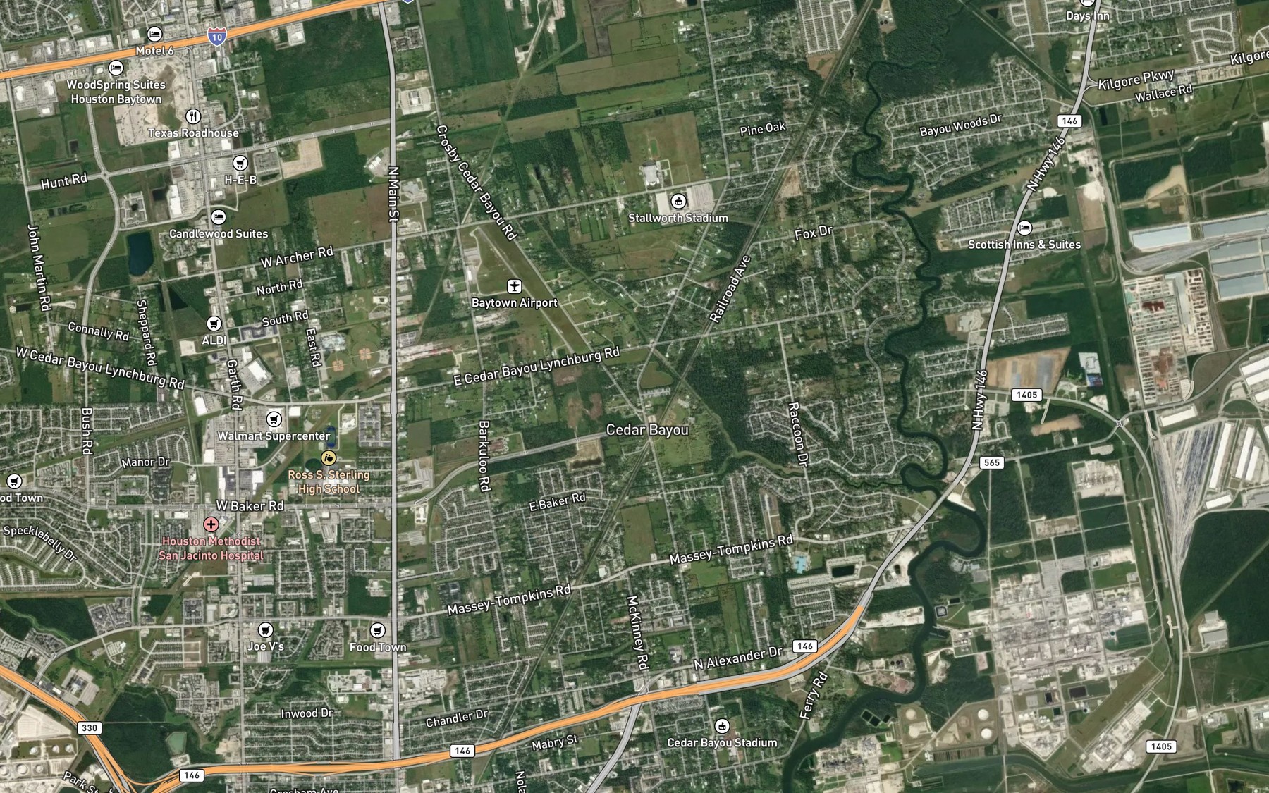 Satellite map of the Port Arthur Ship Canal