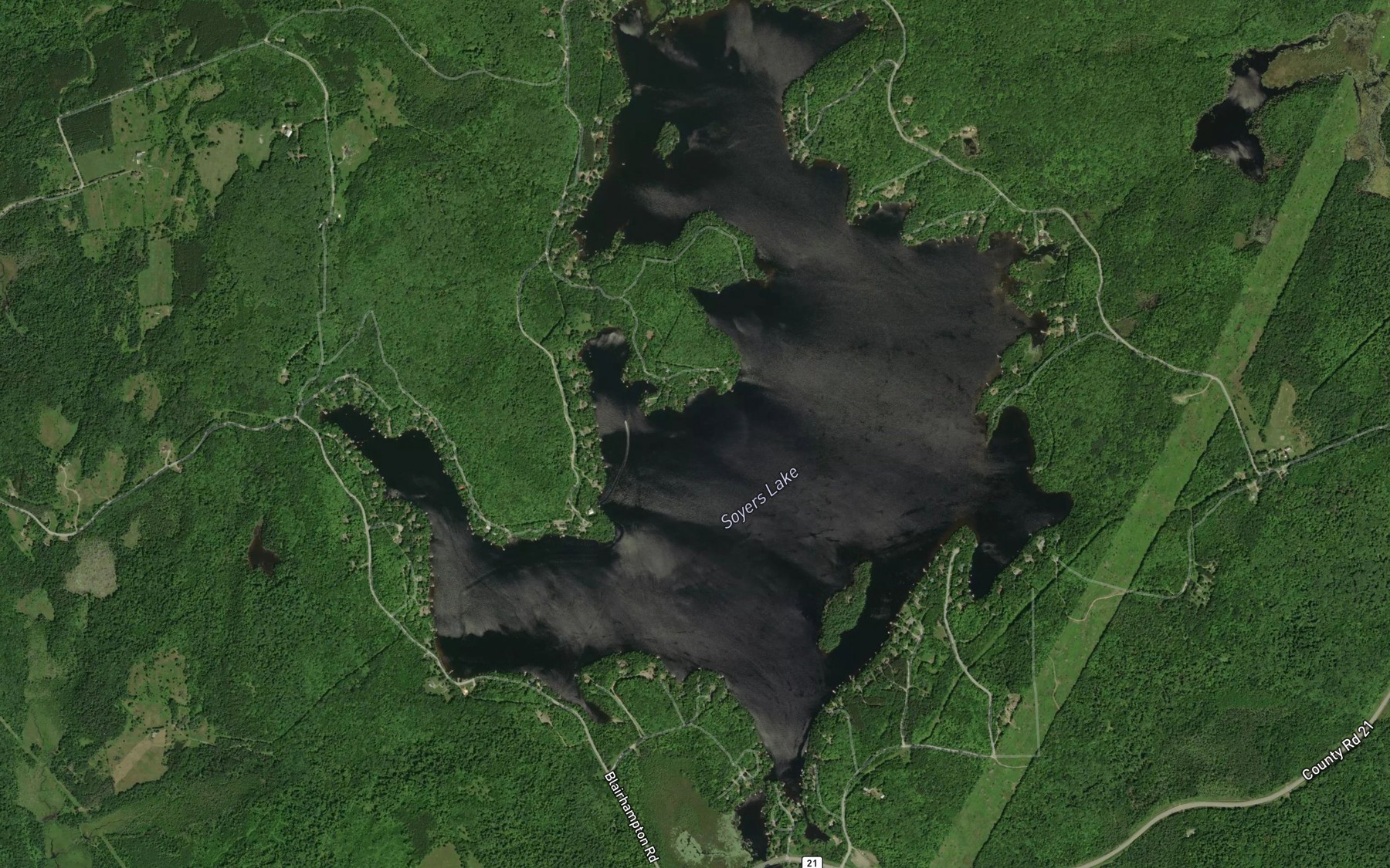 Satellite map of the Soyers Lake