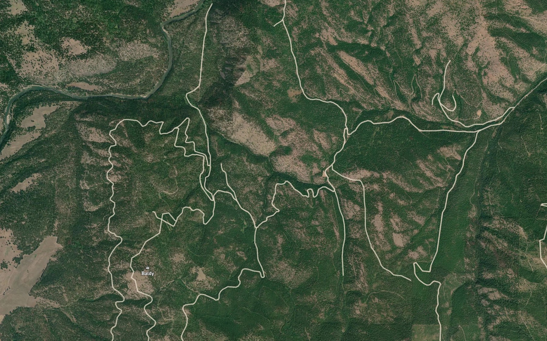 Satellite map of the East Fork Bear Creek