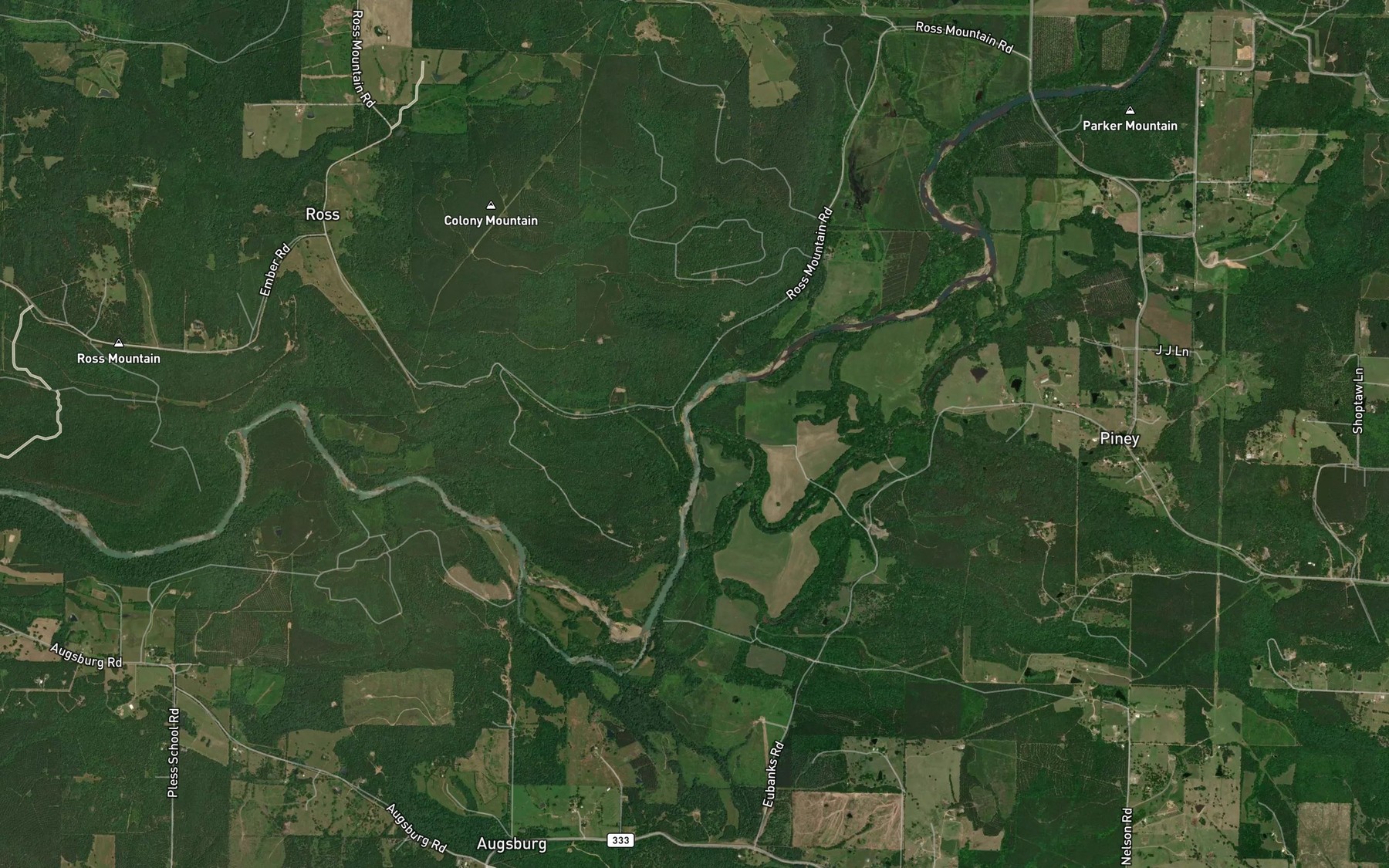 Satellite map of the Wilson Creek