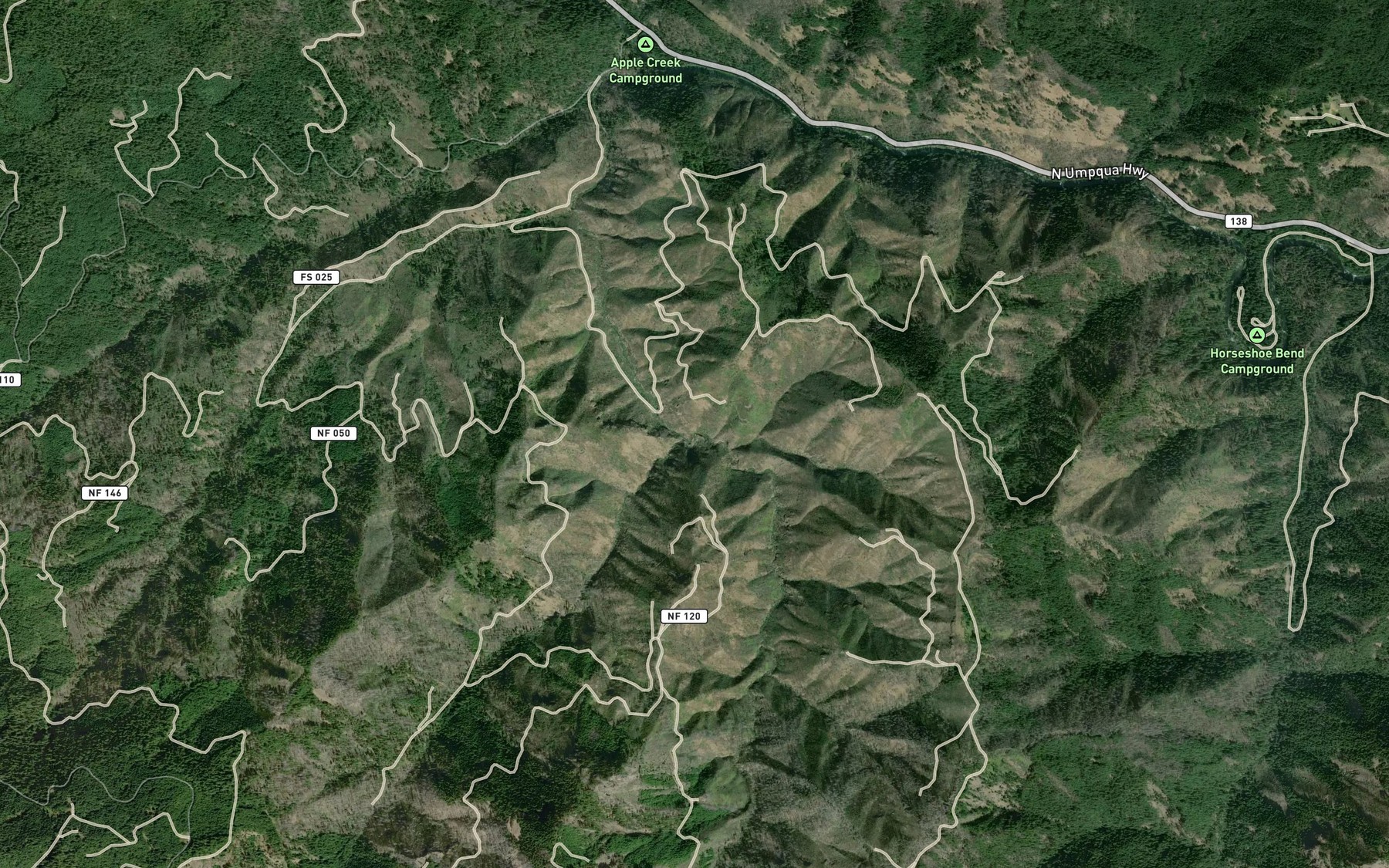 Satellite map of the Bachelor Creek