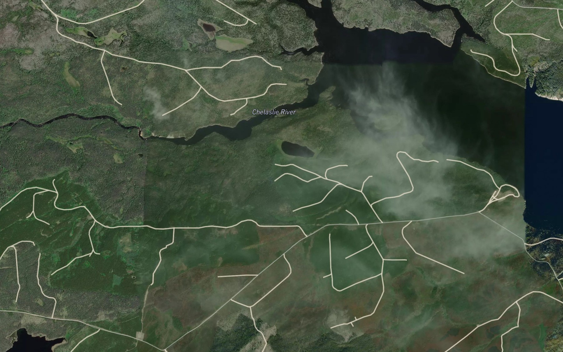 Satellite map of the Chelaslie River