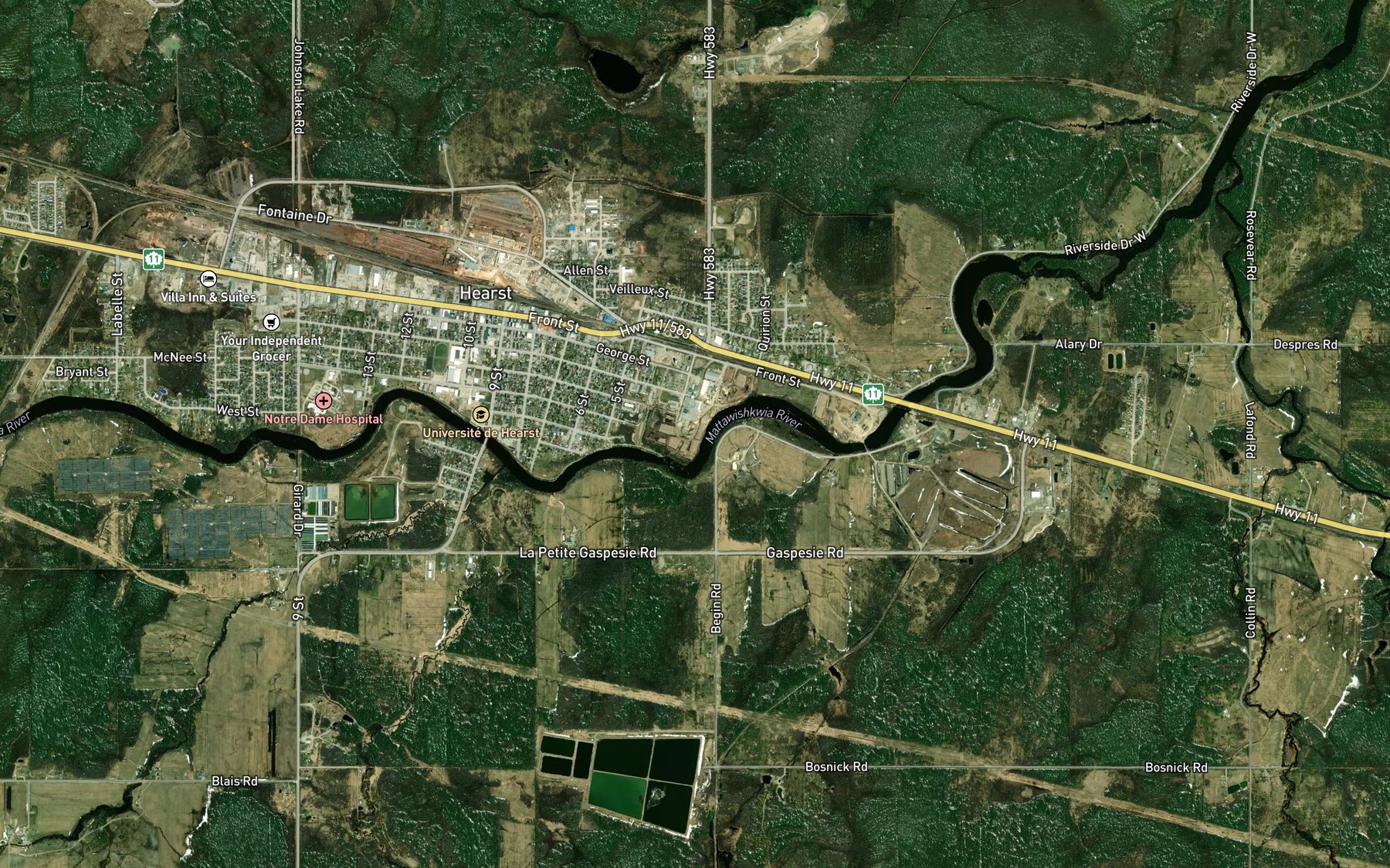 Satellite map of the Hearst Creek