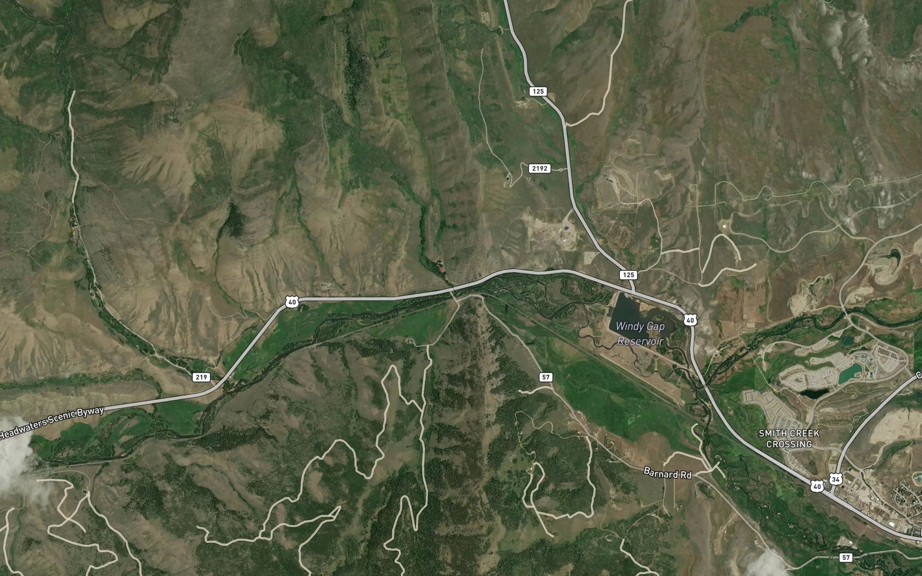 Satellite map of the Smith Creek