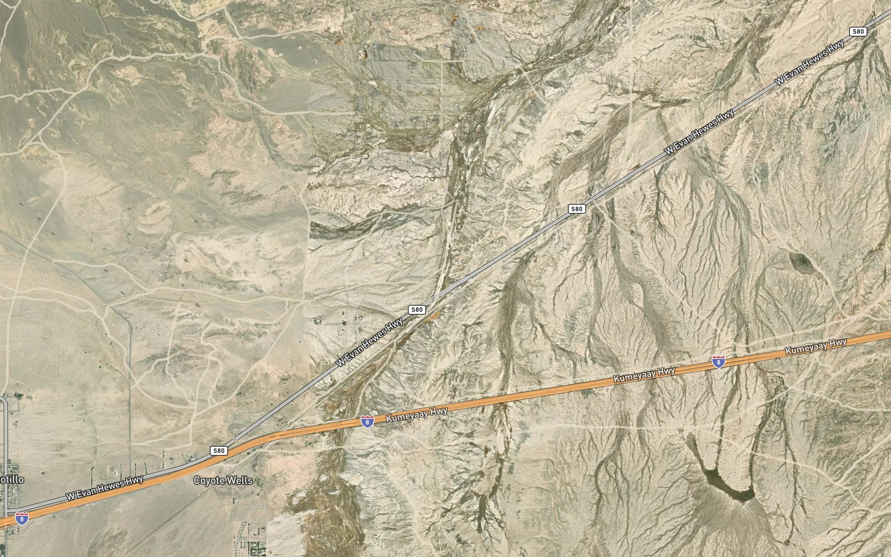 Satellite map of the Palm Canyon Wash