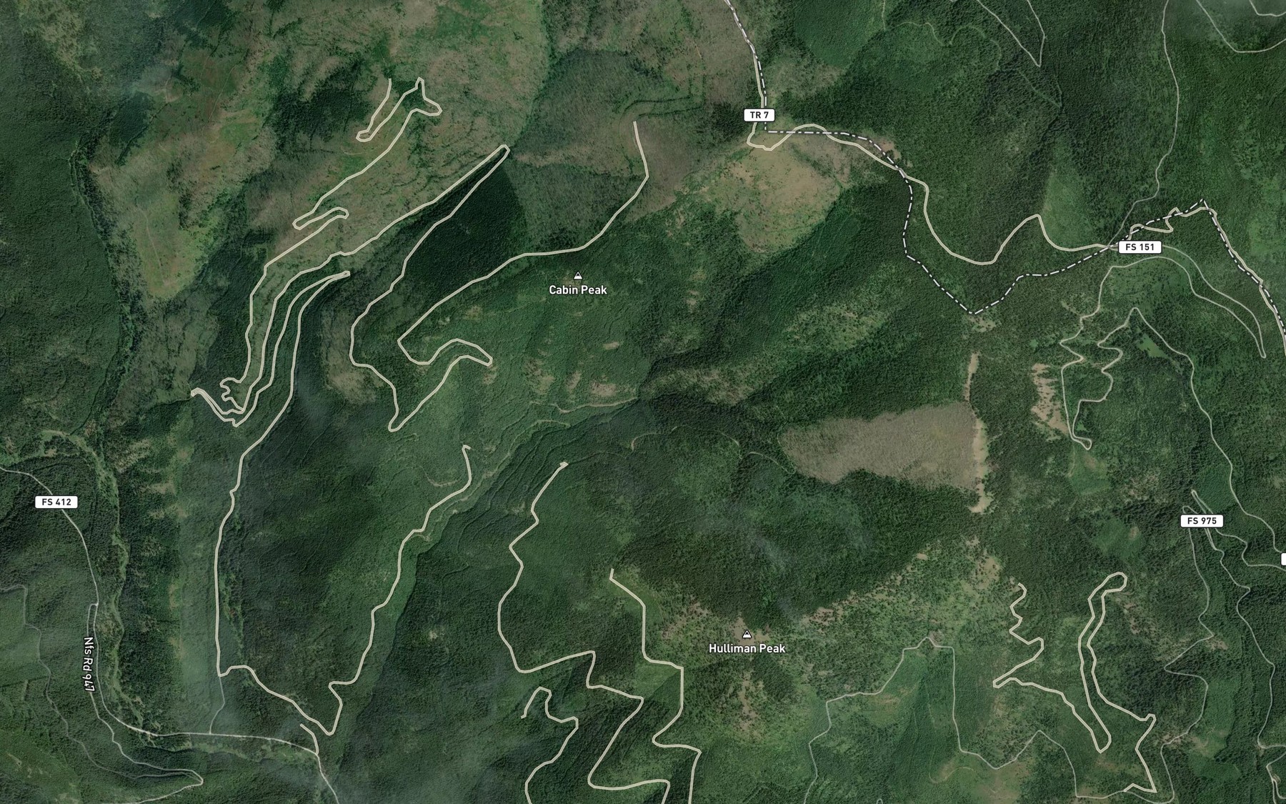 Satellite map of the South Fork Cabin Creek