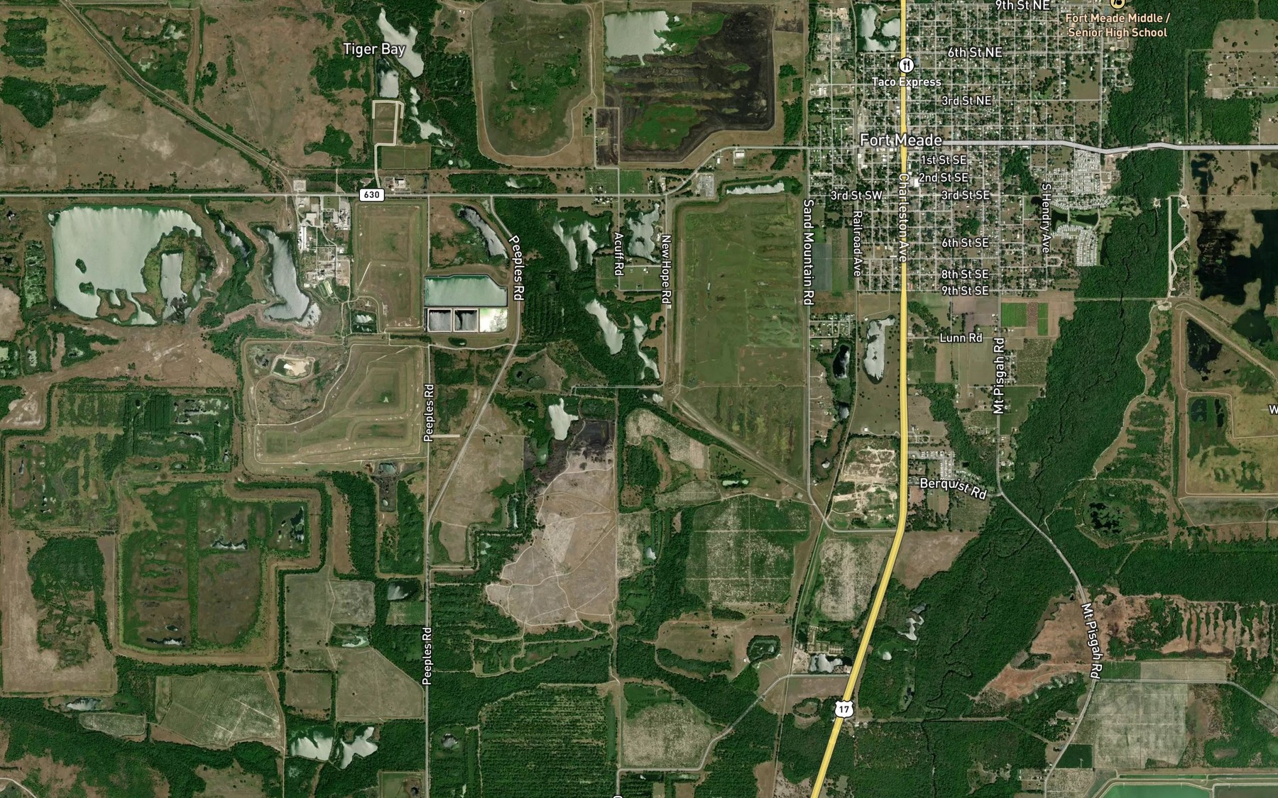 Satellite map of the McCullough Creek