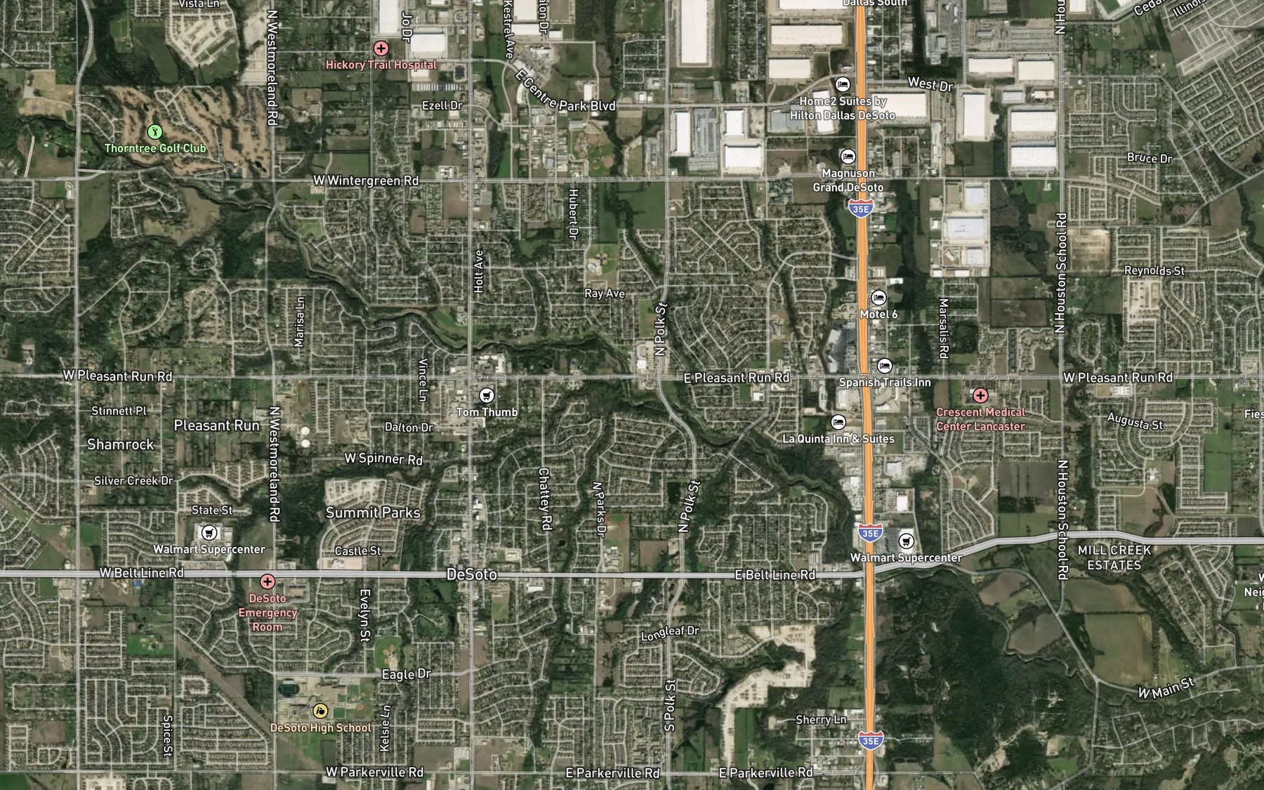 Satellite map of the Spring Creek