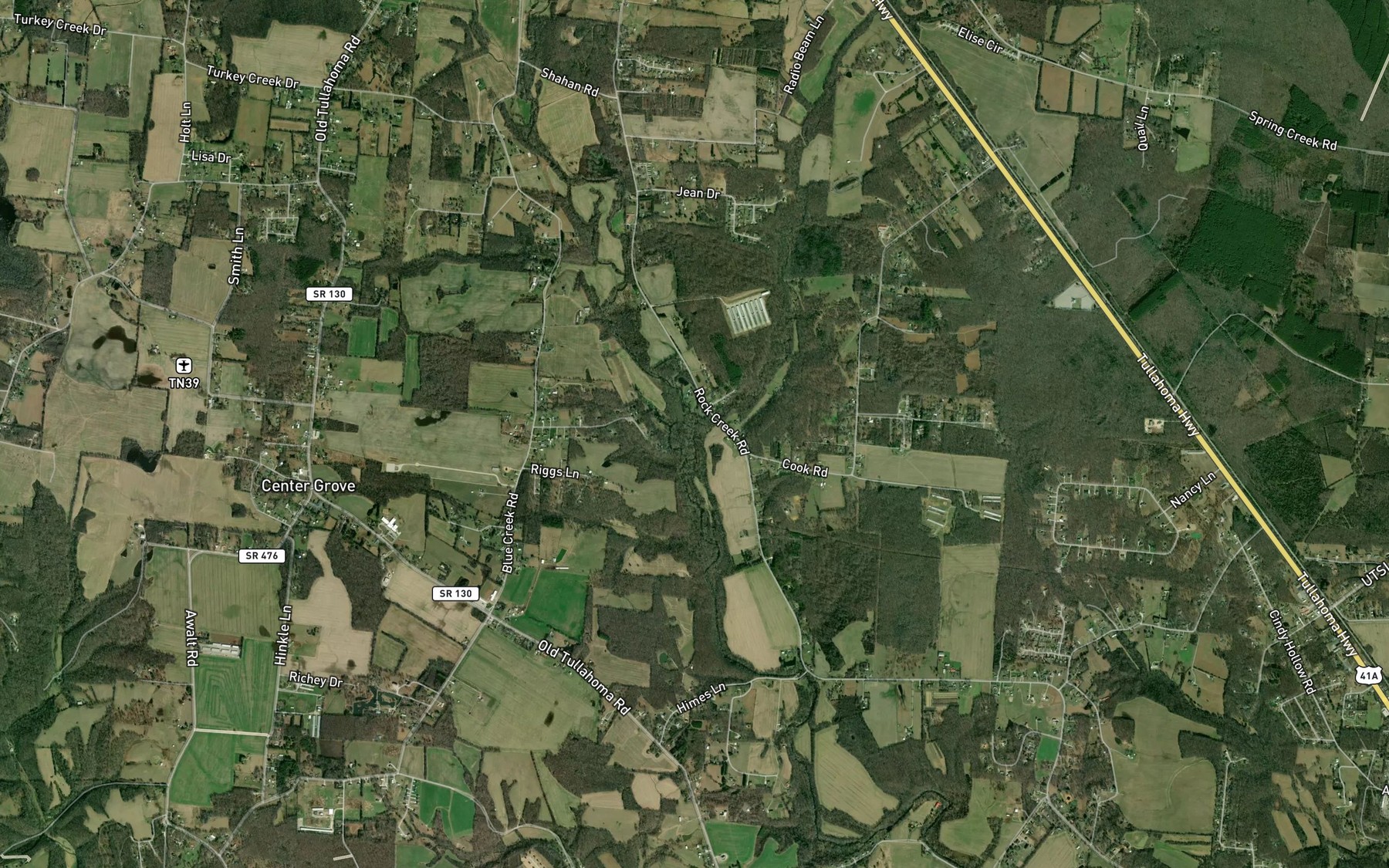 Satellite map of the Poorhouse Creek