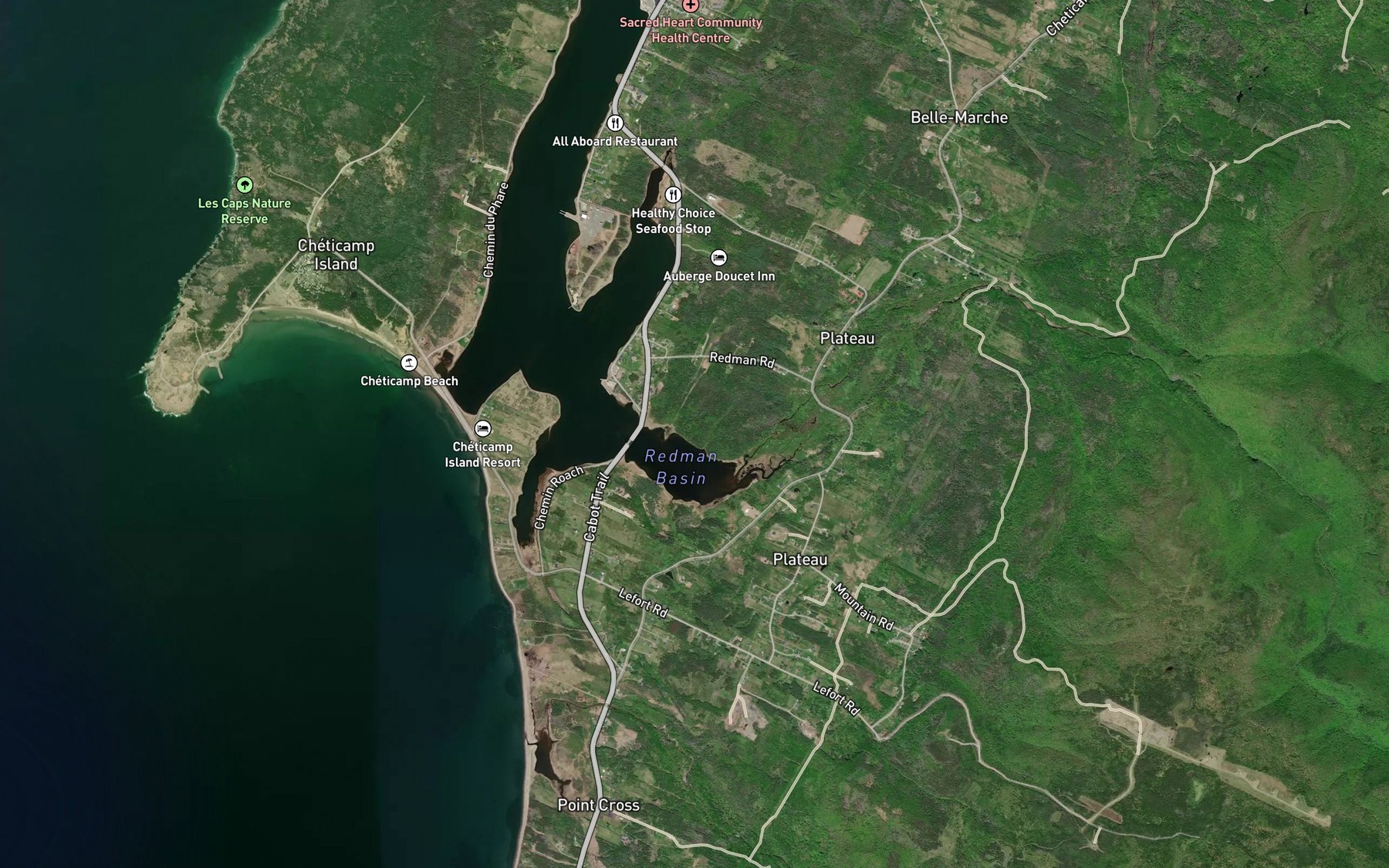 Satellite map of the Fiset Brook