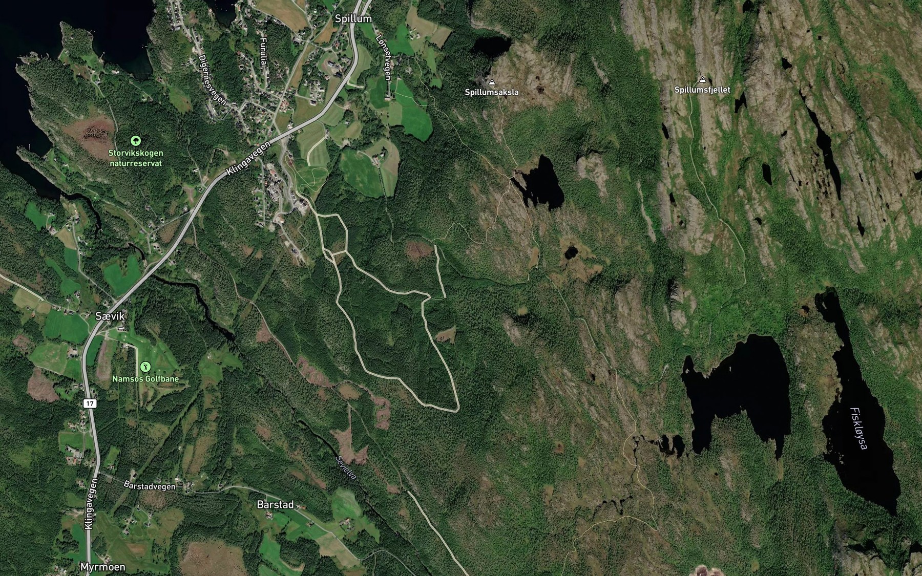 Satellite map of the Eriktjonnbekken