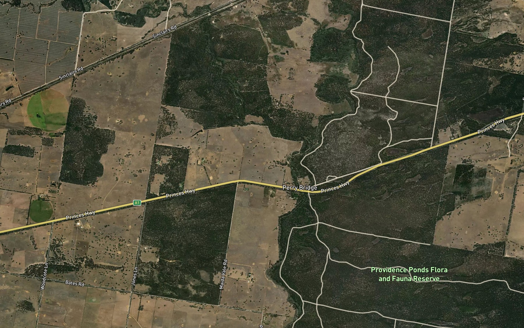 Satellite map of the Sandy Creek