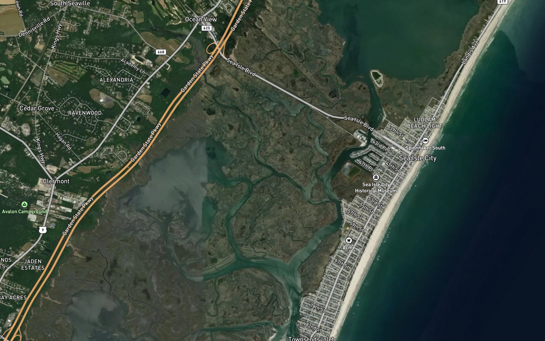 Satellite map of the Mill Creek
