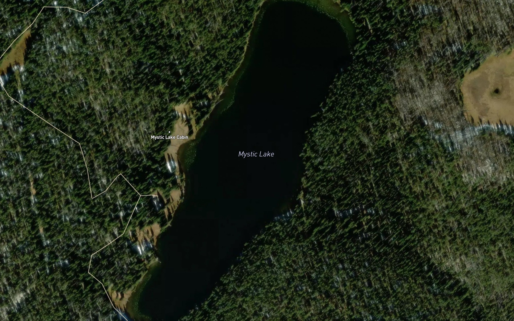Satellite map of the Mystic Lake