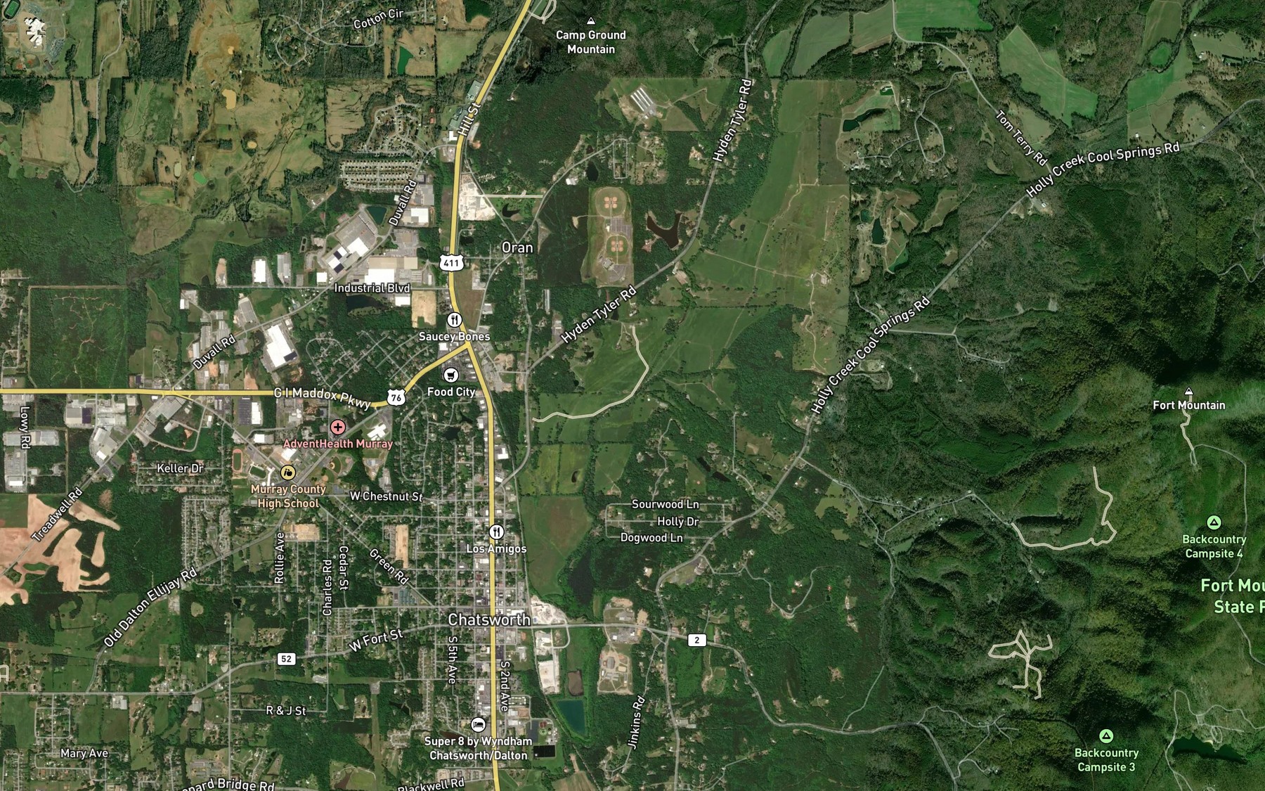 Satellite map of the Rock Creek