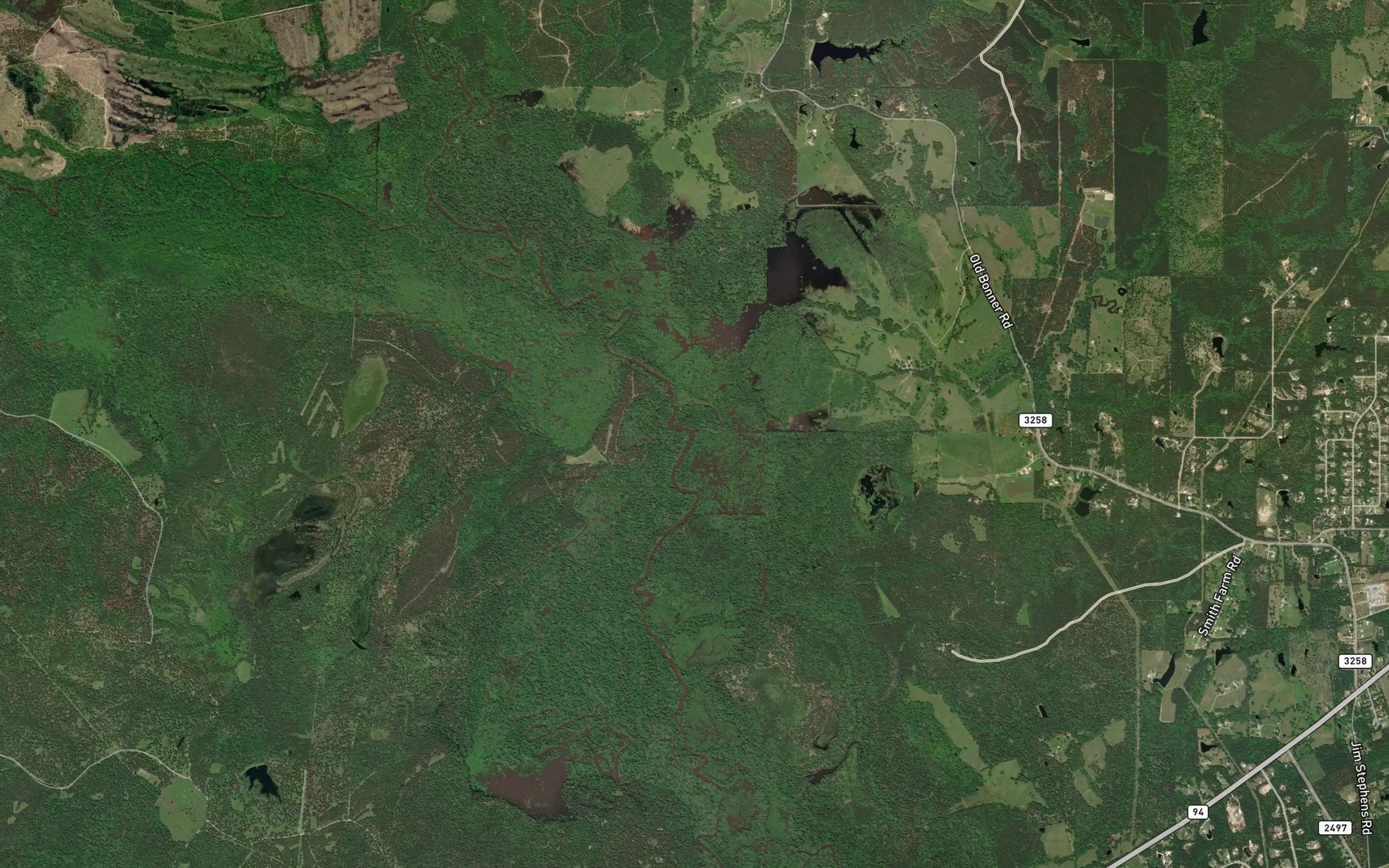 Satellite map of the Crawford Creek