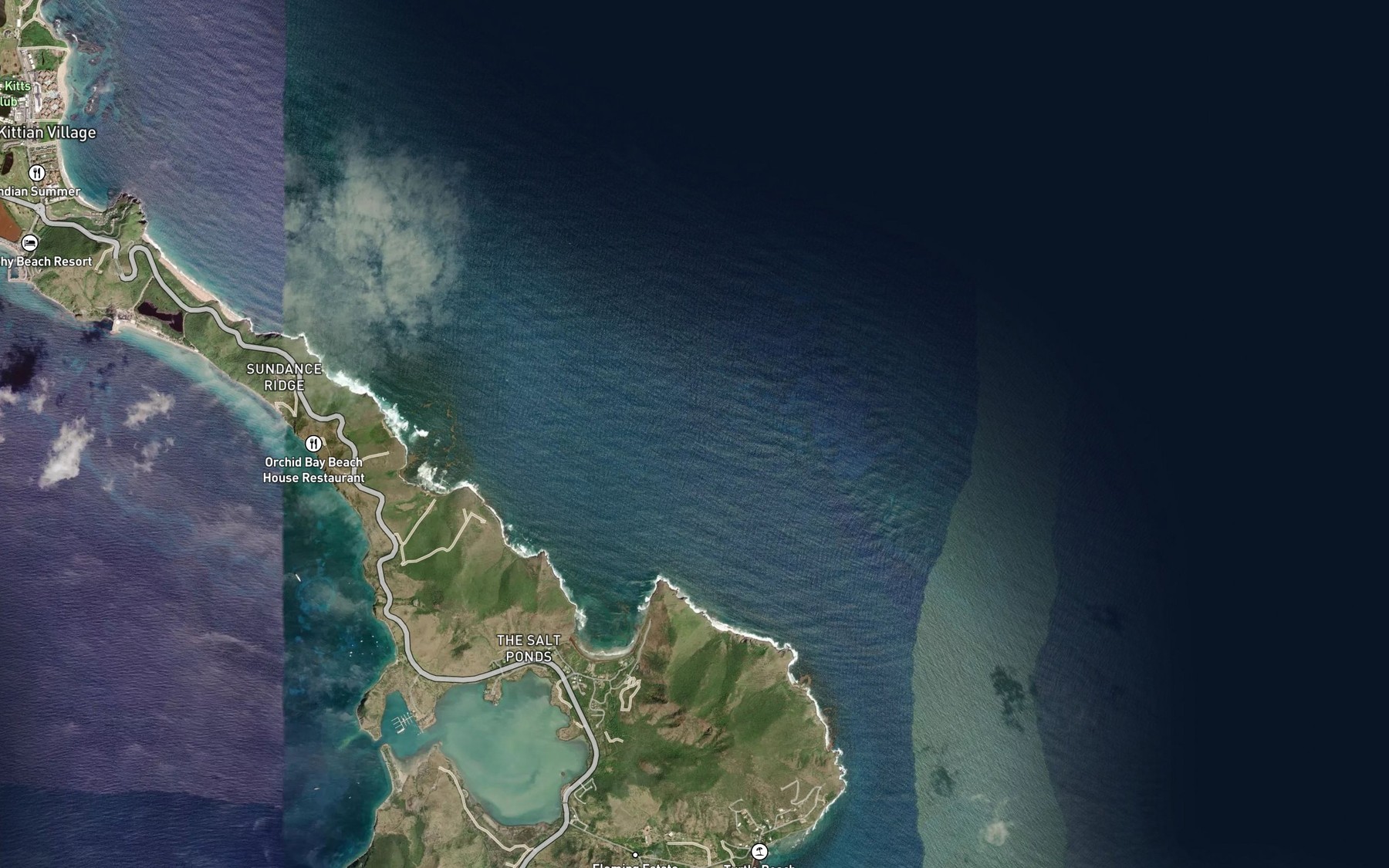 Satellite map of the Sandy Hill Bay