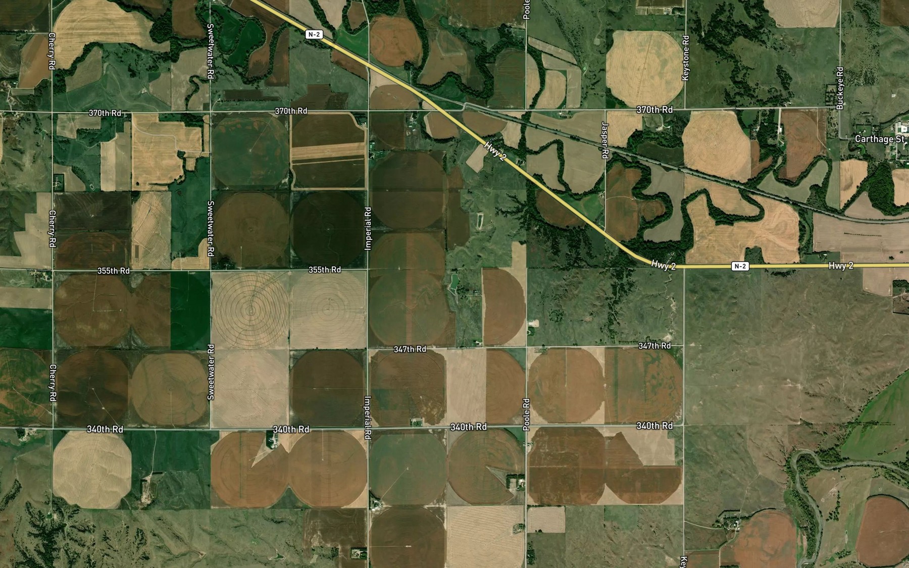 Satellite map of the Pease Reservoir Number 1