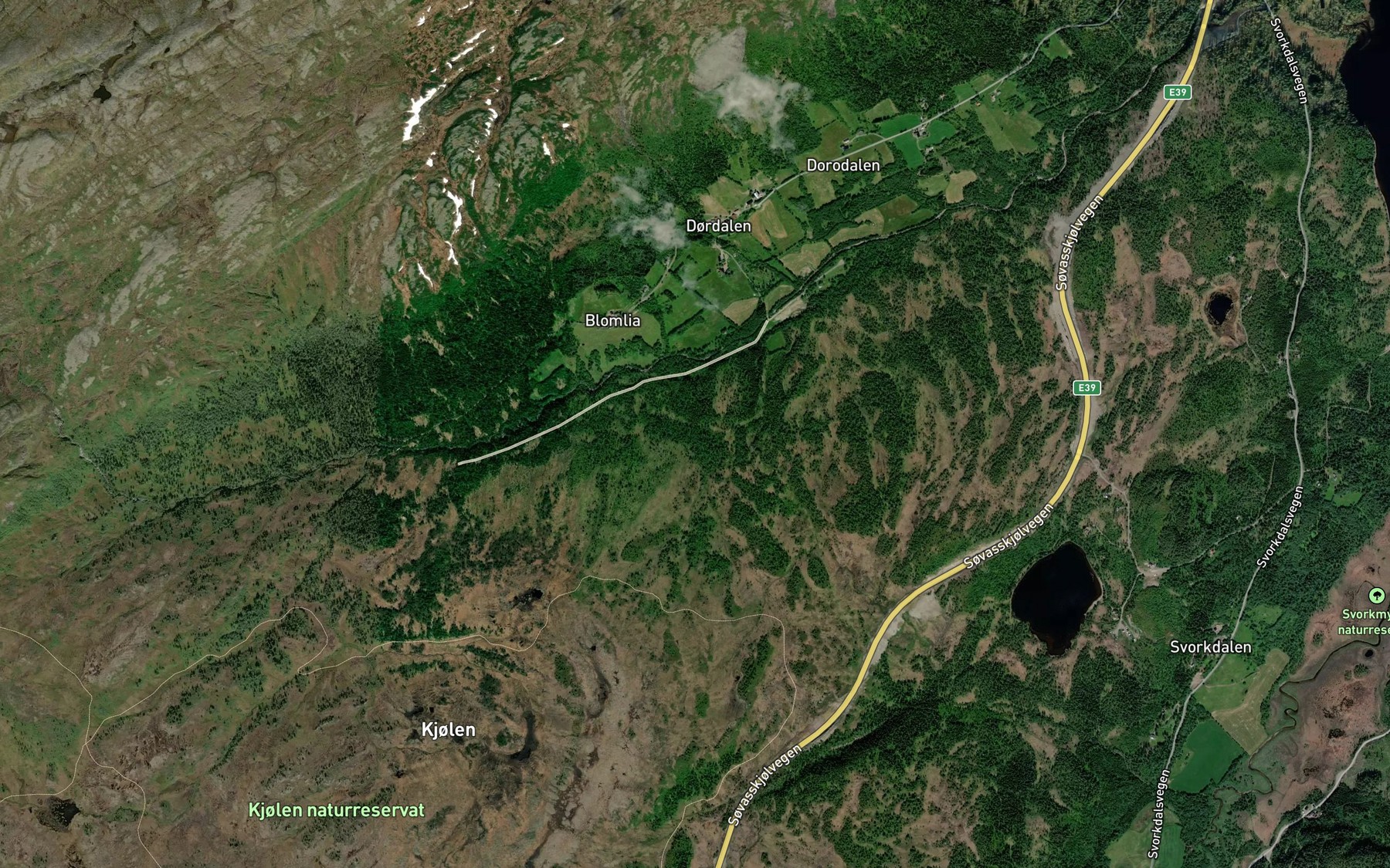 Satellite map of the Hulludalsbekken