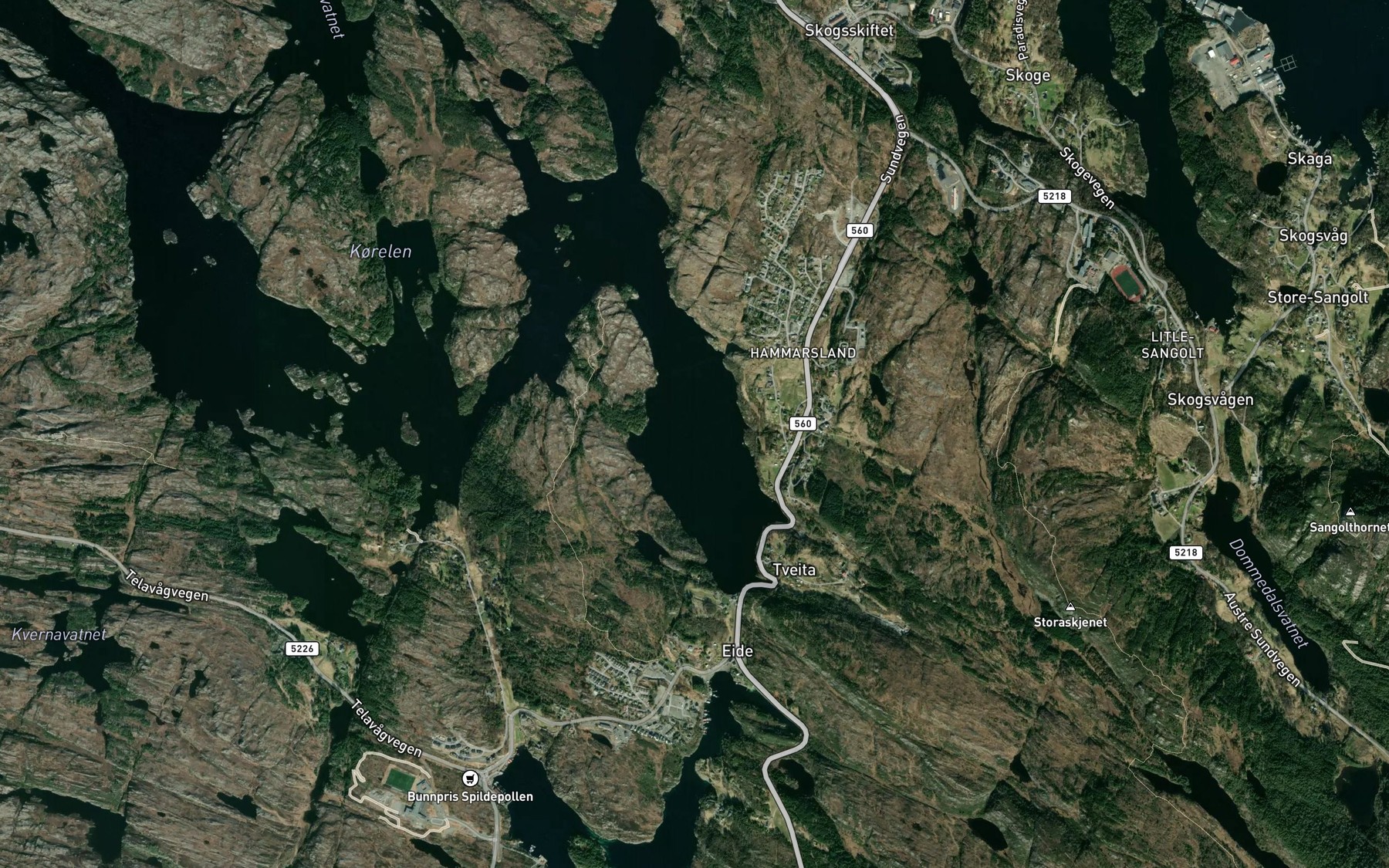 Satellite map of the Korelen