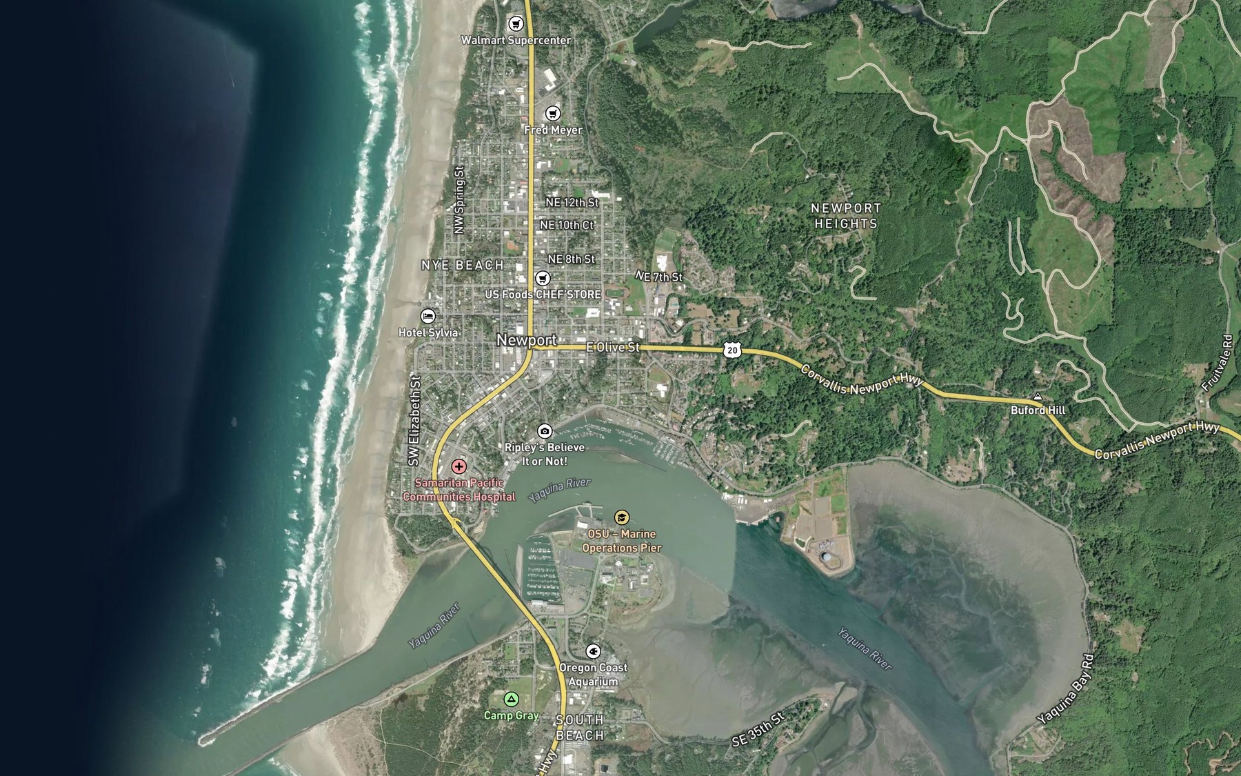 Satellite map of the Olson Creek