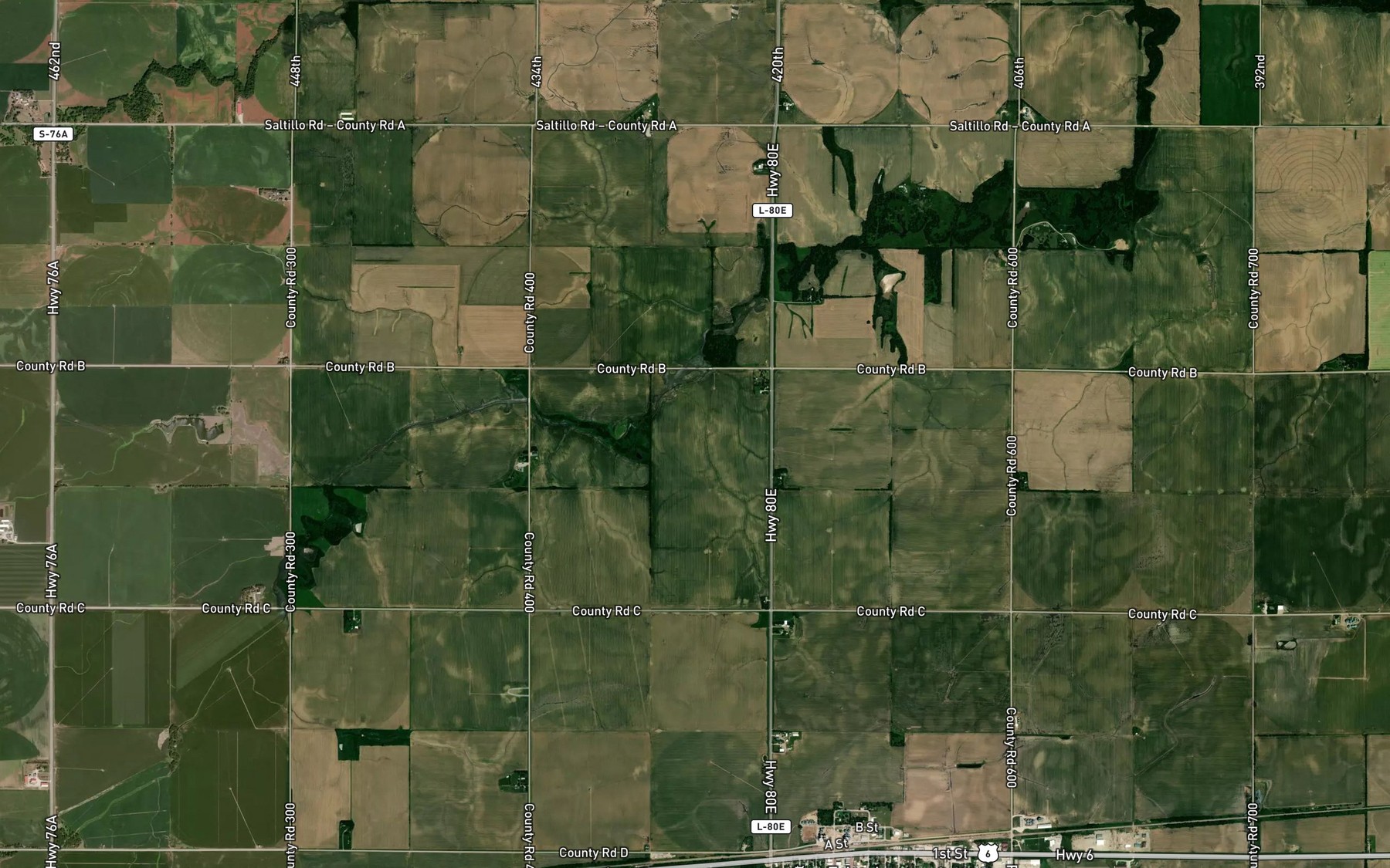 Satellite map of the Potter-Reich Reservoir