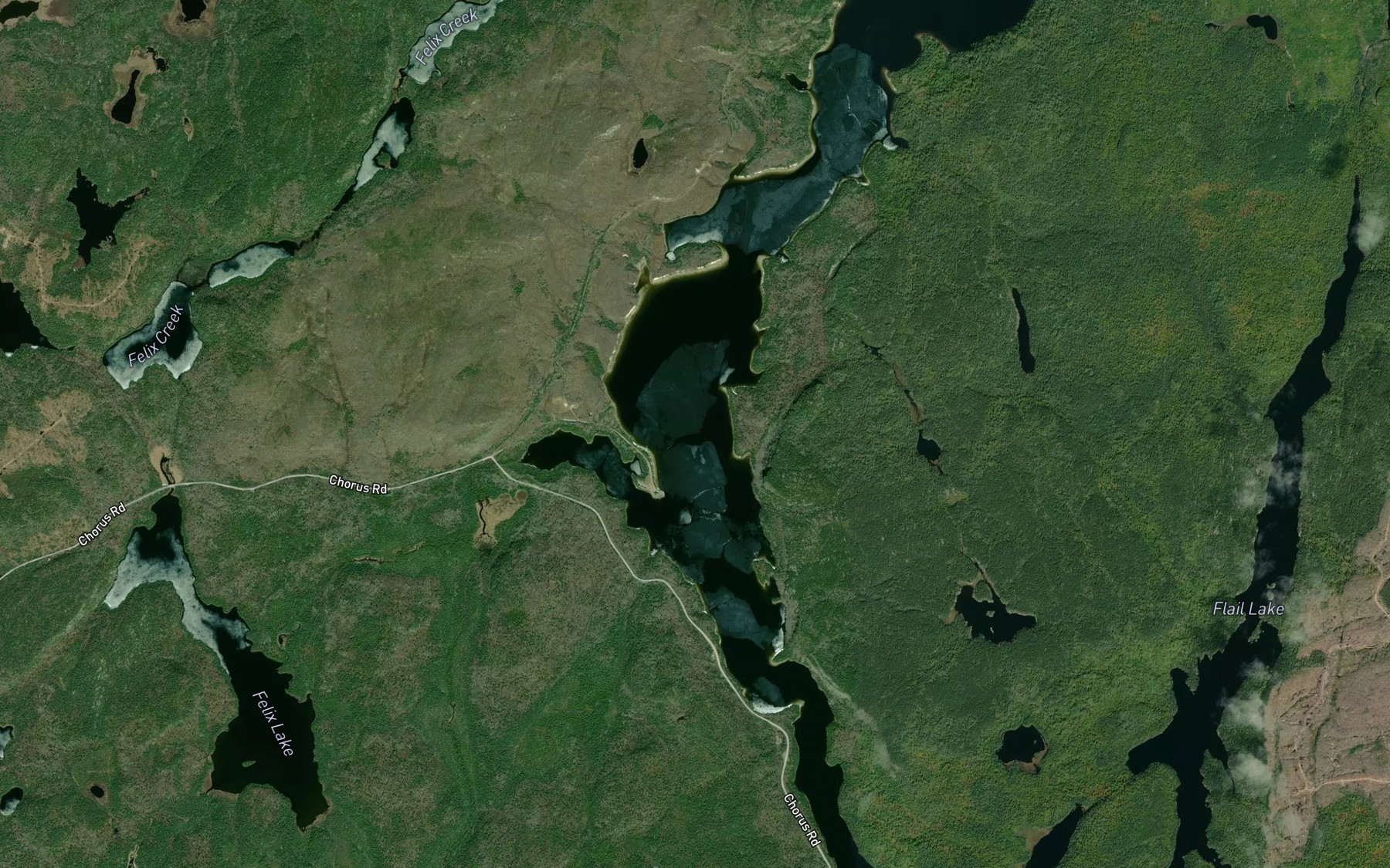 Satellite map of the Hanes Creek