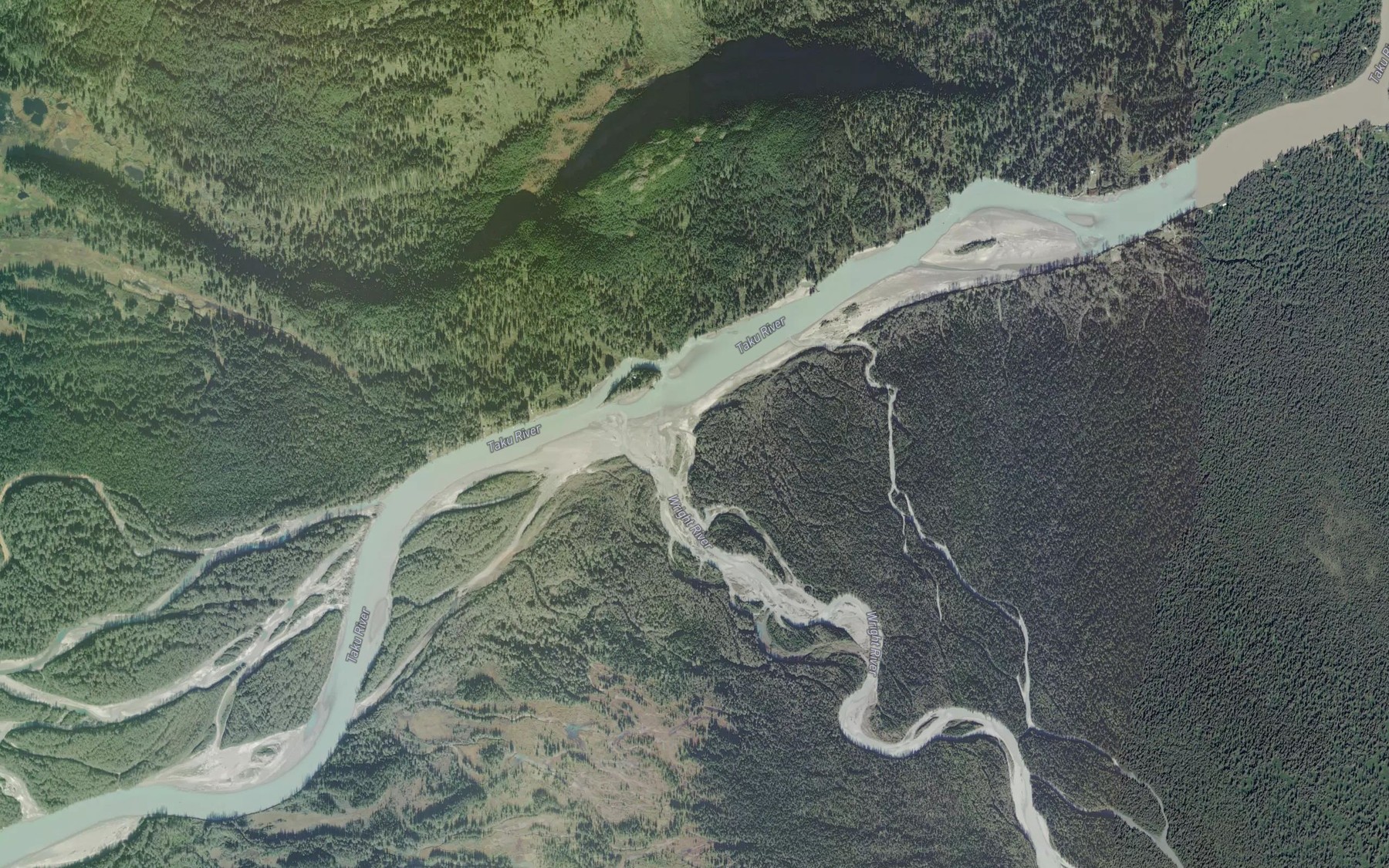 Satellite map of the Wright River