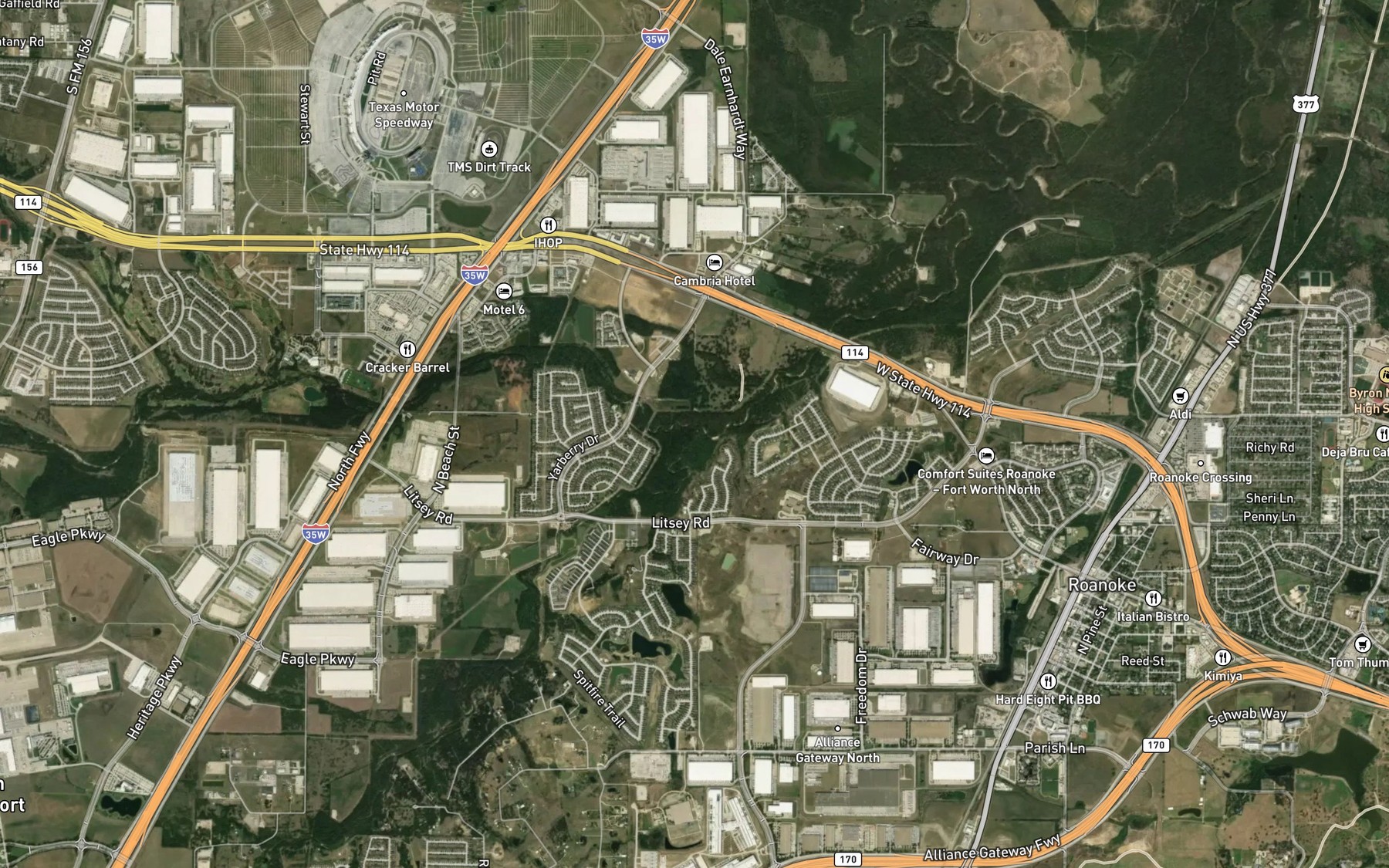 Satellite map of the Henrietta Creek