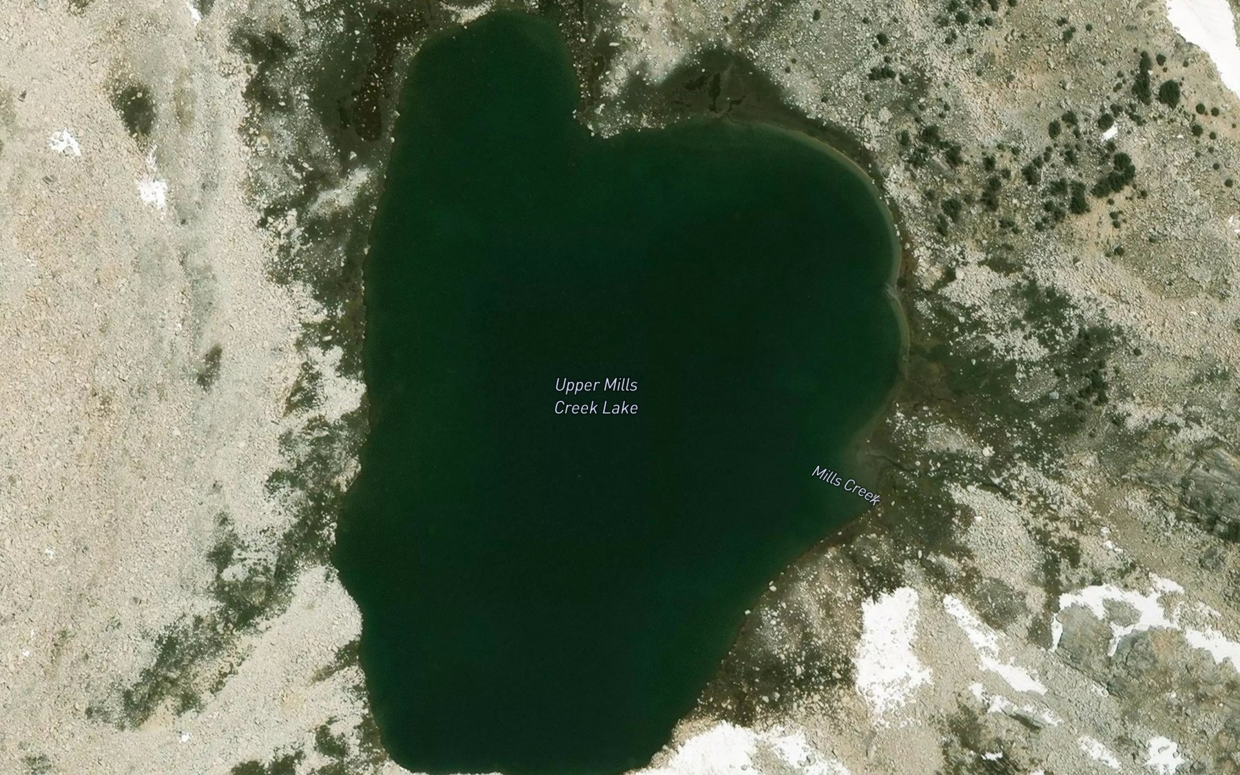 Satellite map of the Upper Mills Creek Lake