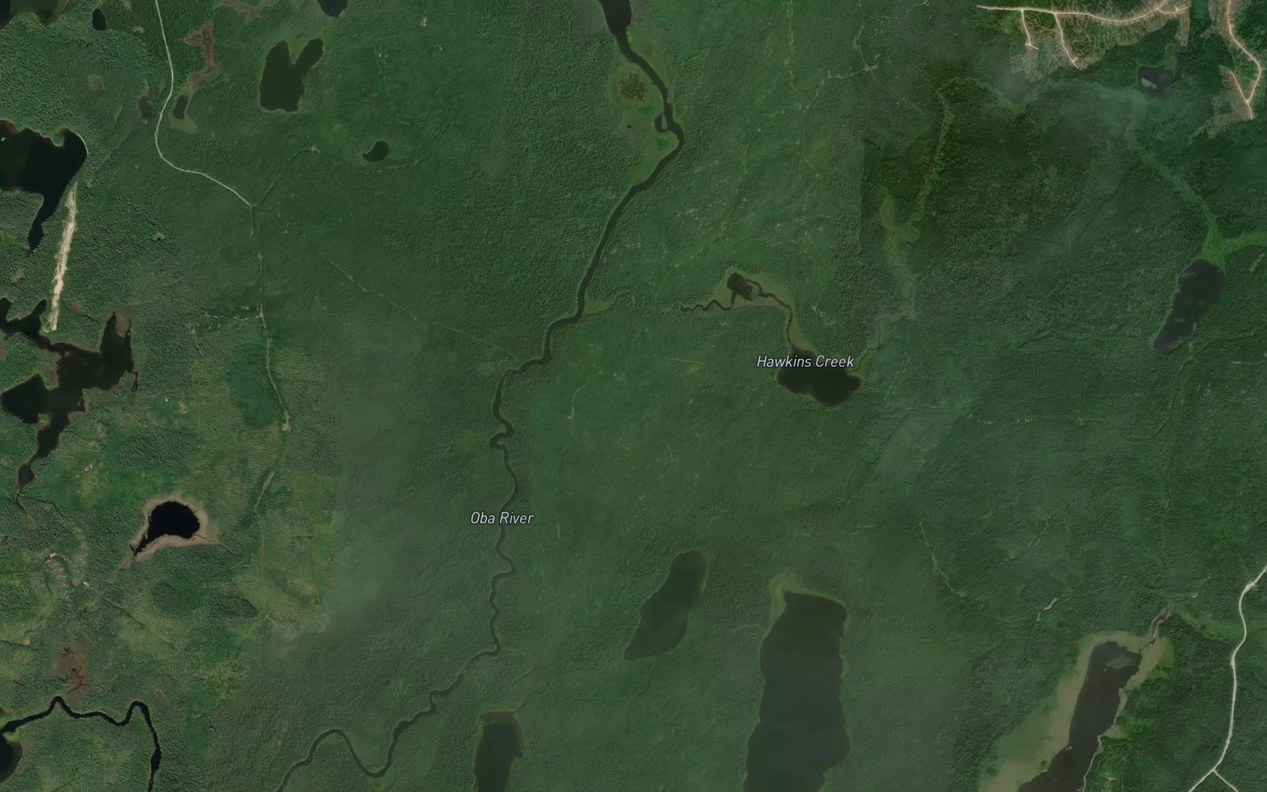 Satellite map of the Hawkins Creek
