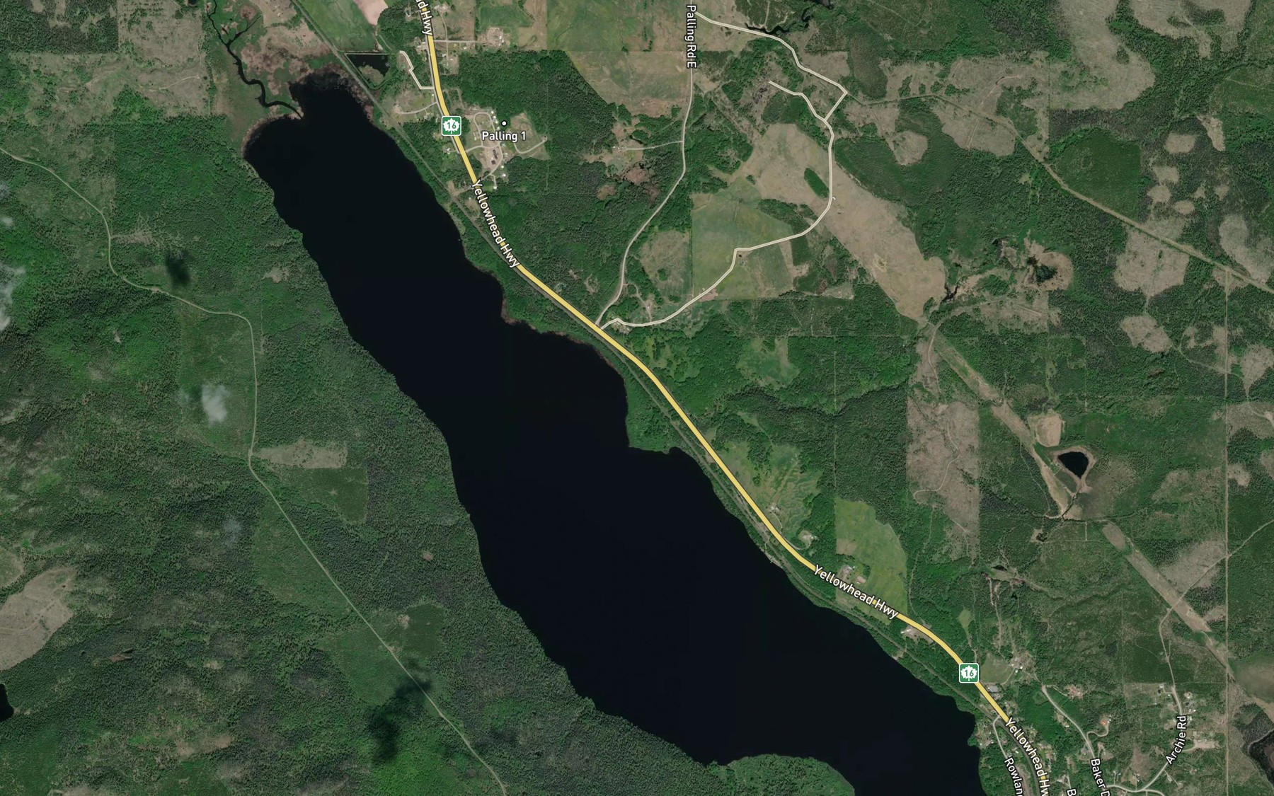 Satellite map of the Powder House Creek