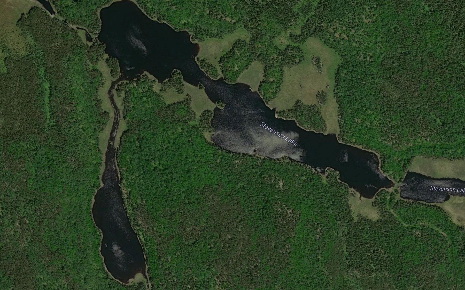Satellite map of the Stevenson Lake