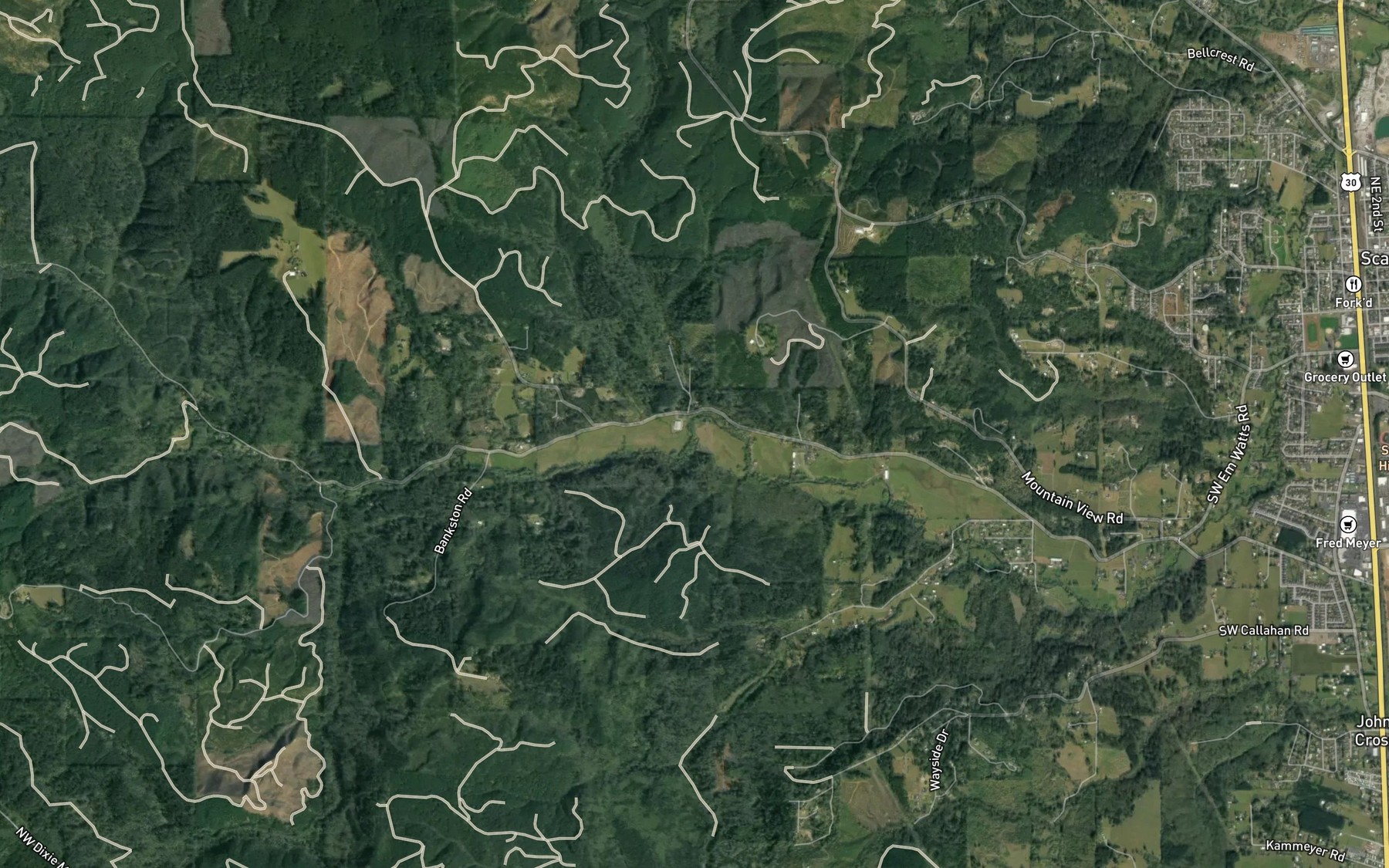Satellite map of the Mud Creek