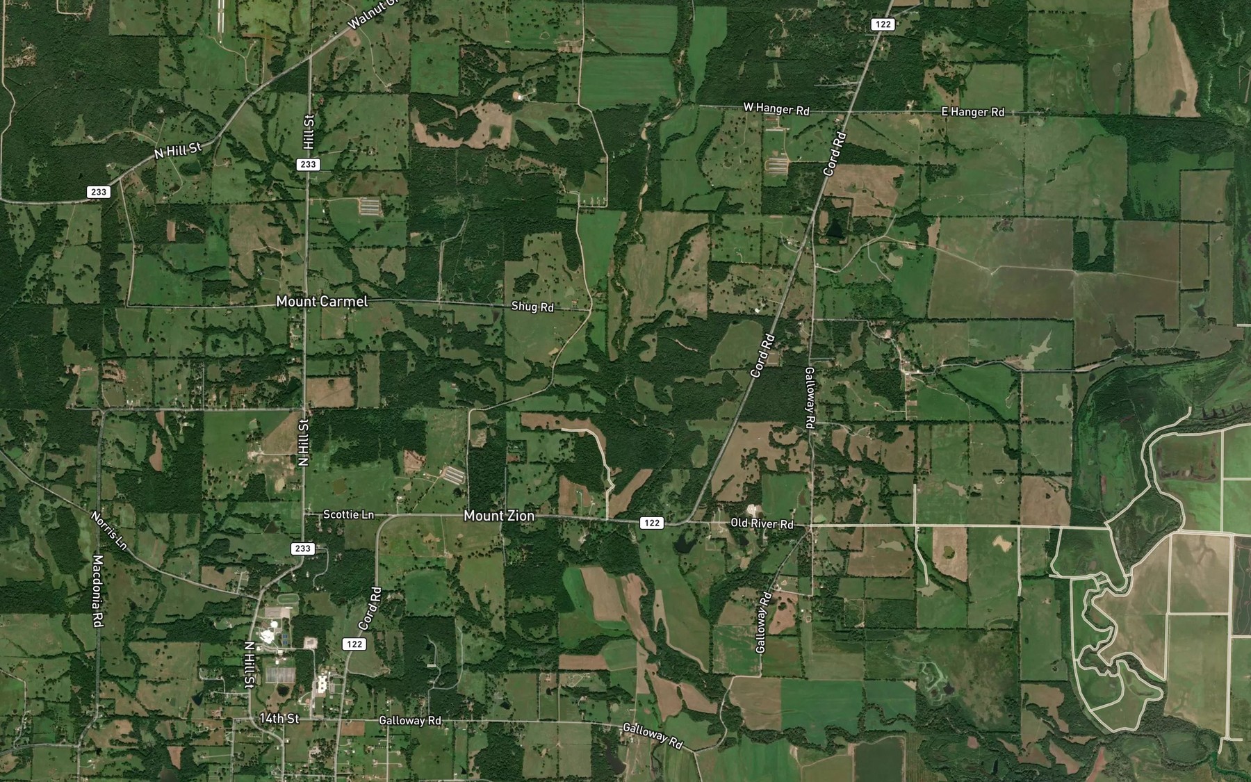 Satellite map of the Fivemile Creek