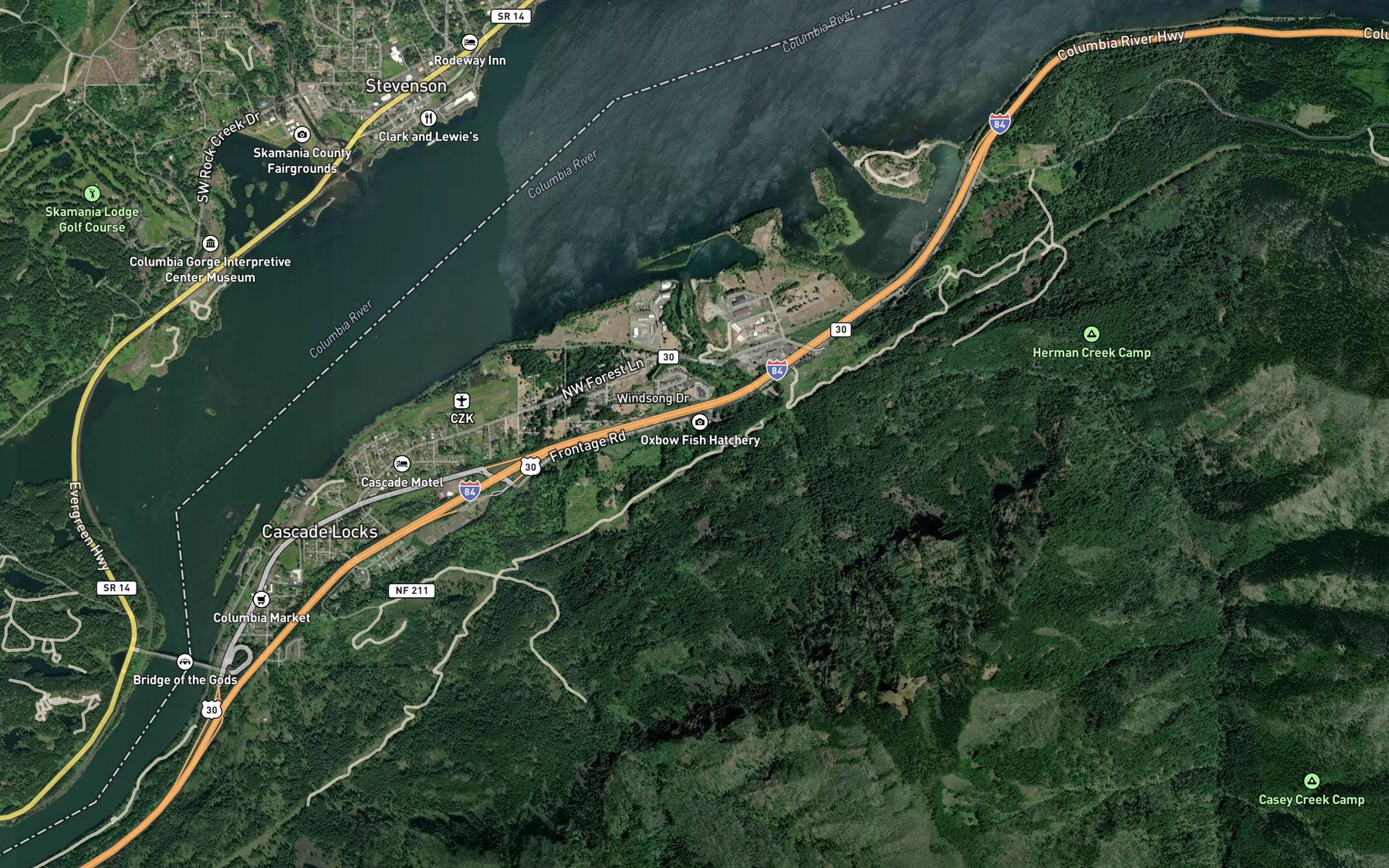 Satellite map of the East Spring